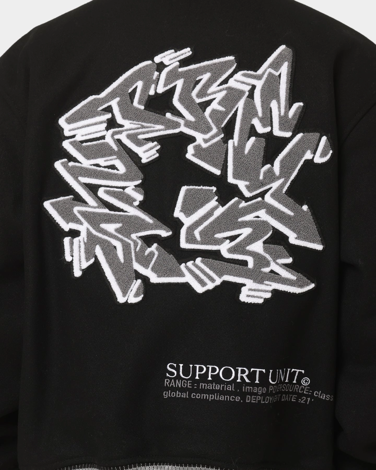 Supreme Support Unit Varsity Jacket Black Free Motion Design All Weather Performance