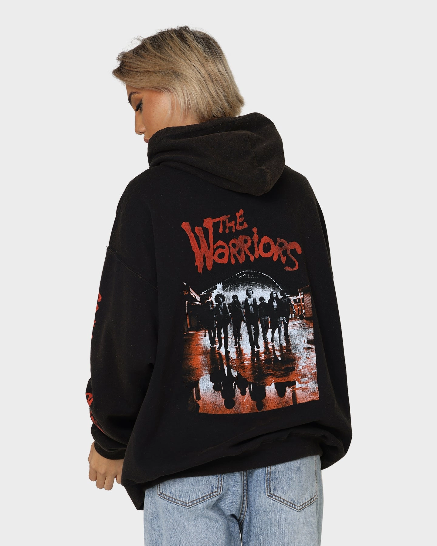 American Thrift X The Warriors The Warriors Vintage Hoodie Black Wash Fun and Comfortable warm weather