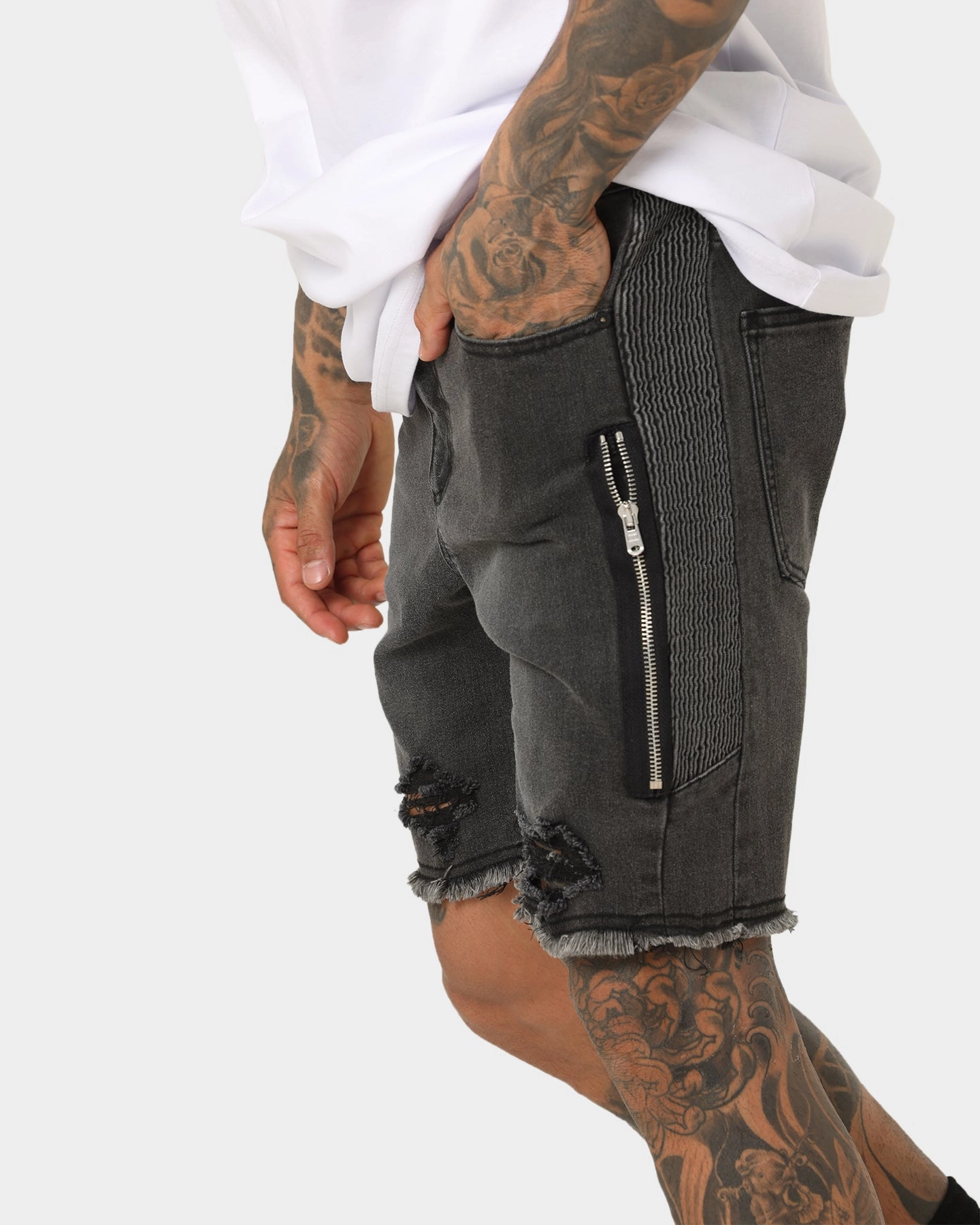 Saint Morta Codex Denim Shorts Vintage Black Neutral Tones