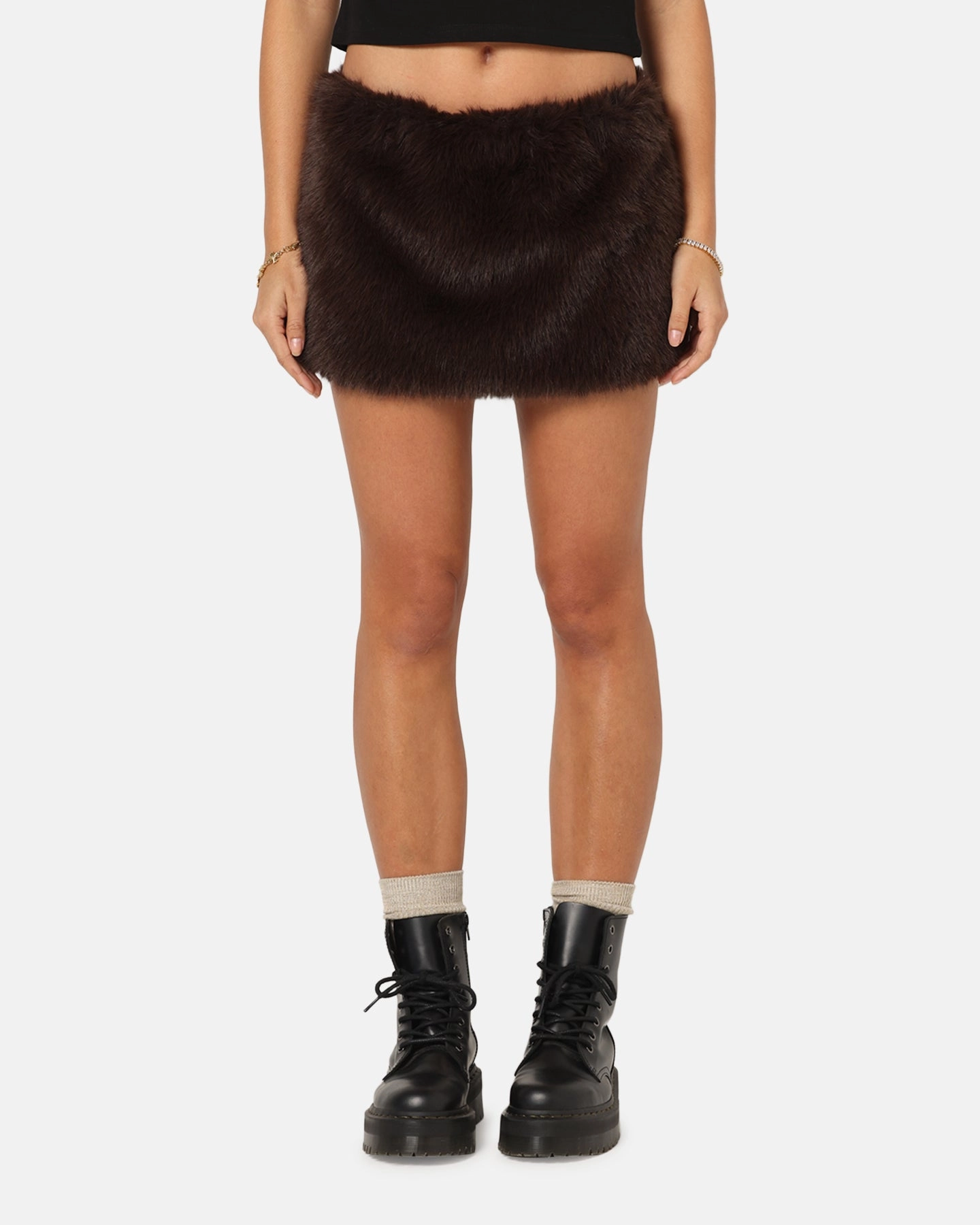 Ed Hardy Women's Bizzard Mini Skirt Brown Side Pockets Neutral Tones