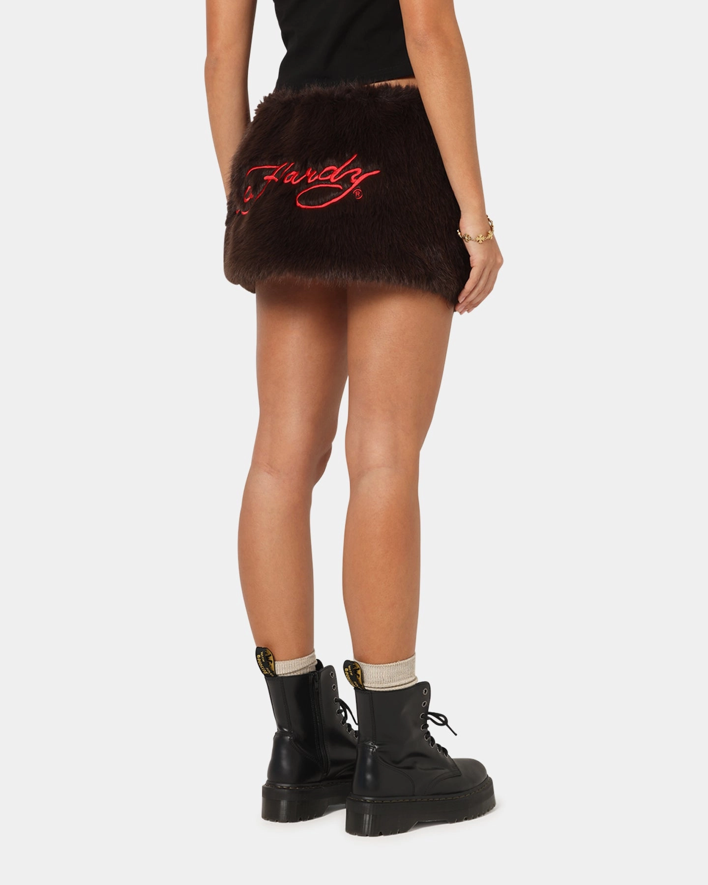 Minimalist Chic Ed Hardy Women's Bizzard Mini Skirt Brown