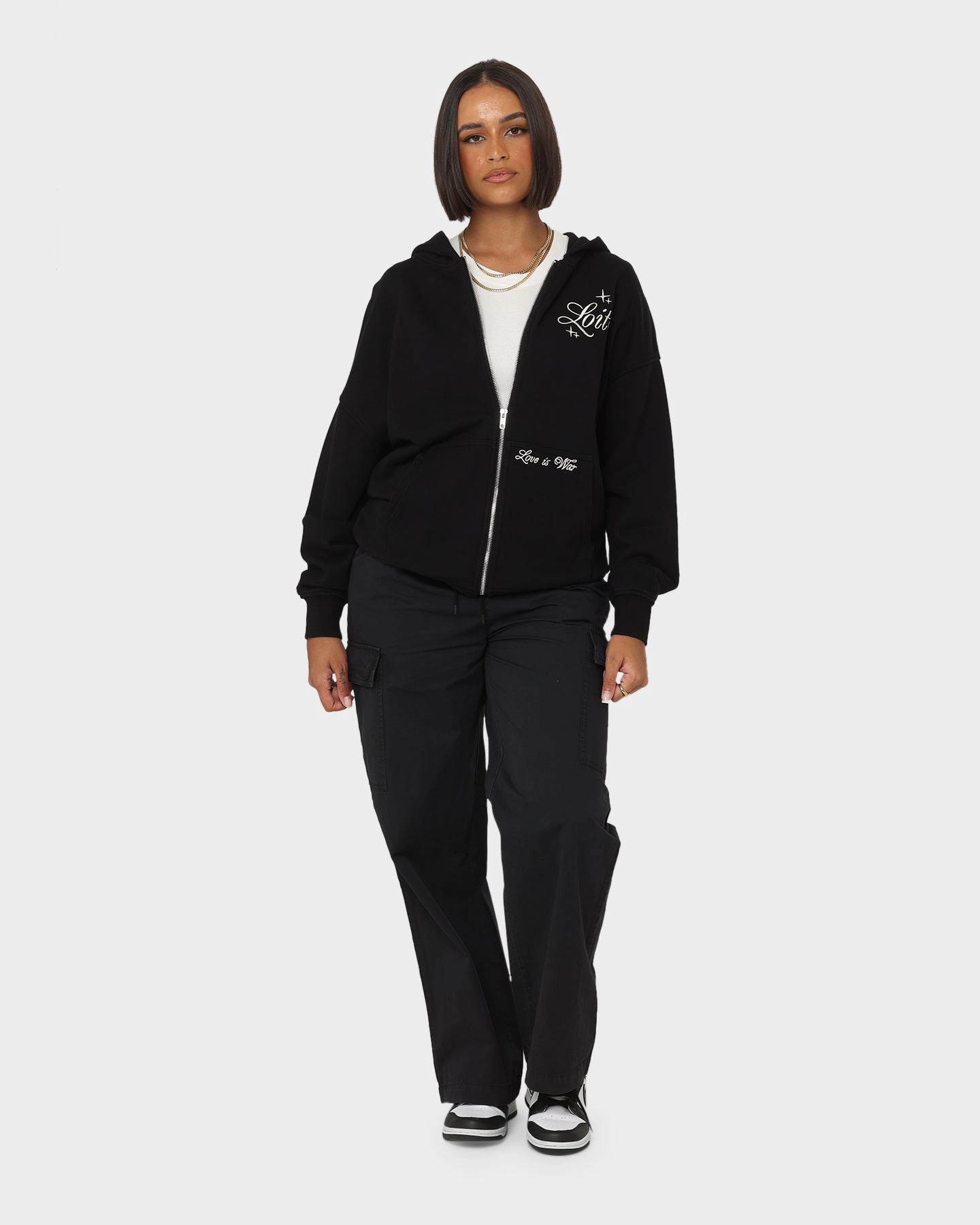 Loiter Paradise Zip Hoodie Off Black runway show Clue