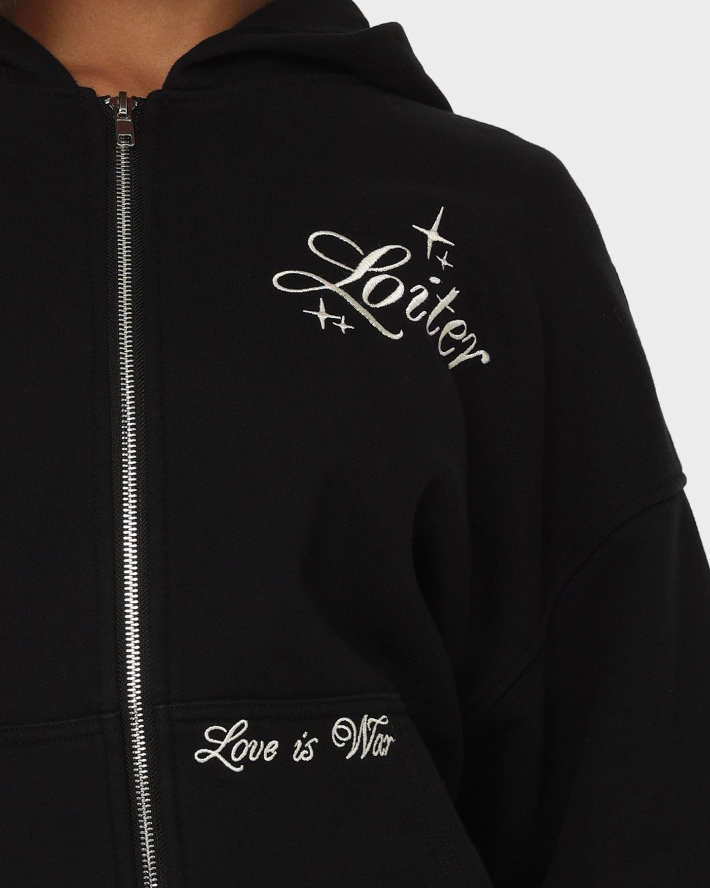 Loiter Paradise Zip Hoodie Off Black Quick Dry Coating Anti-pilling