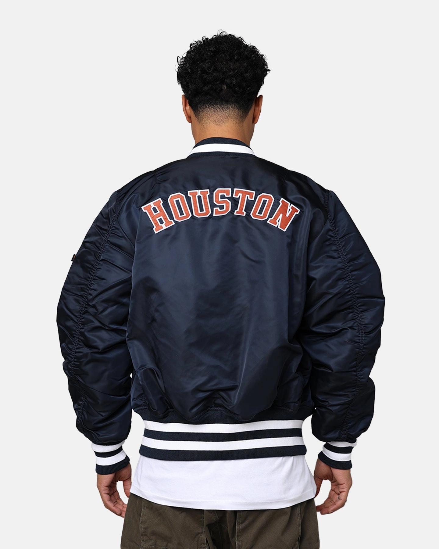 suitable for funerals Affordable New Era X Alpha Series X MLB Houston Astros MA-1 Bomber Jacket Navy