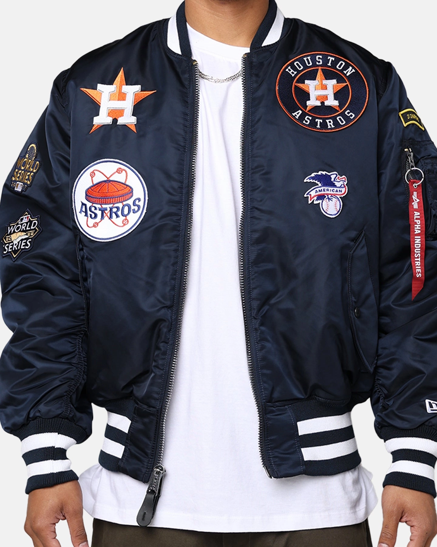 New Era X Alpha Series X MLB Houston Astros MA-1 Bomber Jacket Navy Modern Tailoring Money