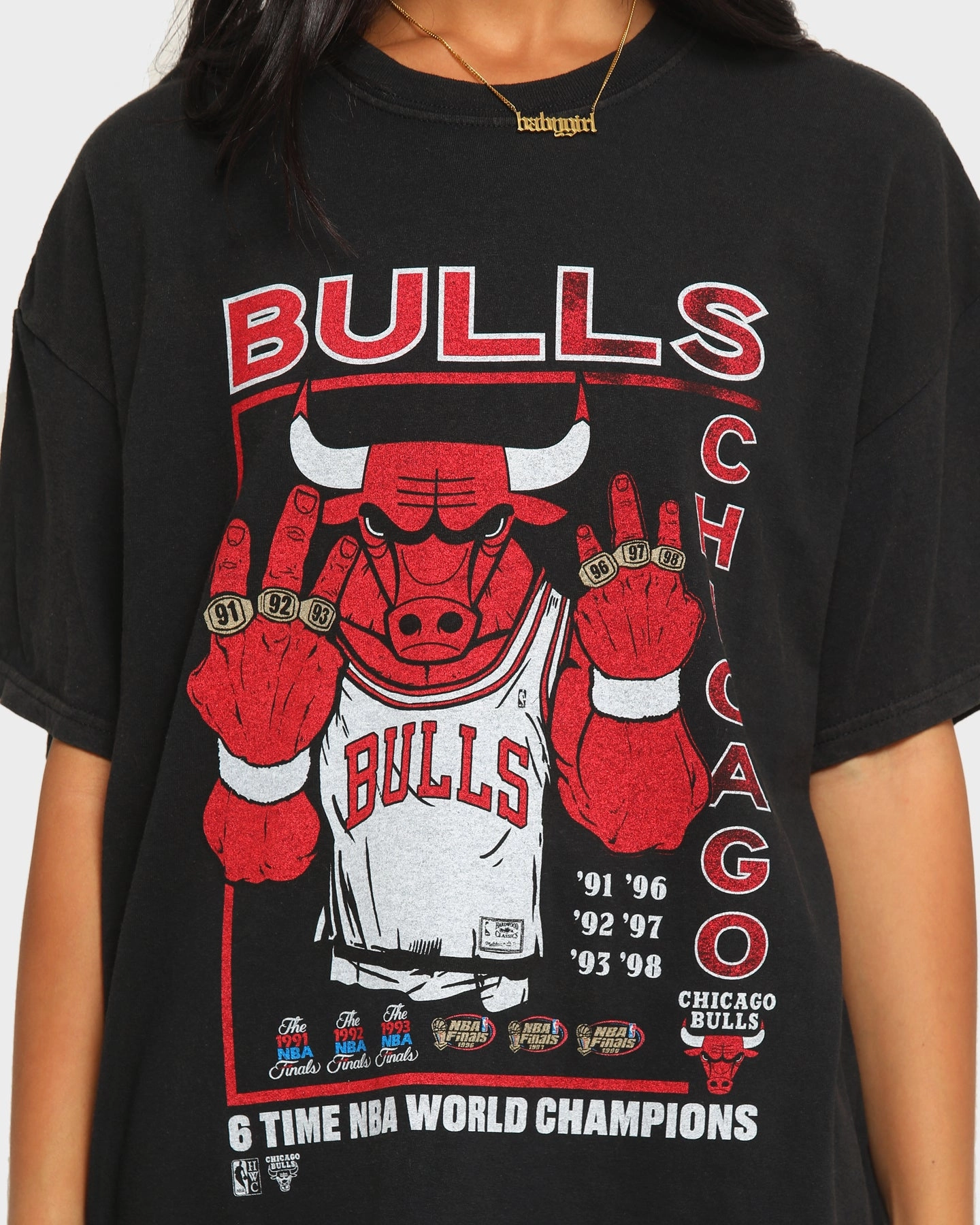 Casual All-Day Mitchell & Ness Chicago Bulls Vintage Champs Rings T-Shirt Vintage Black