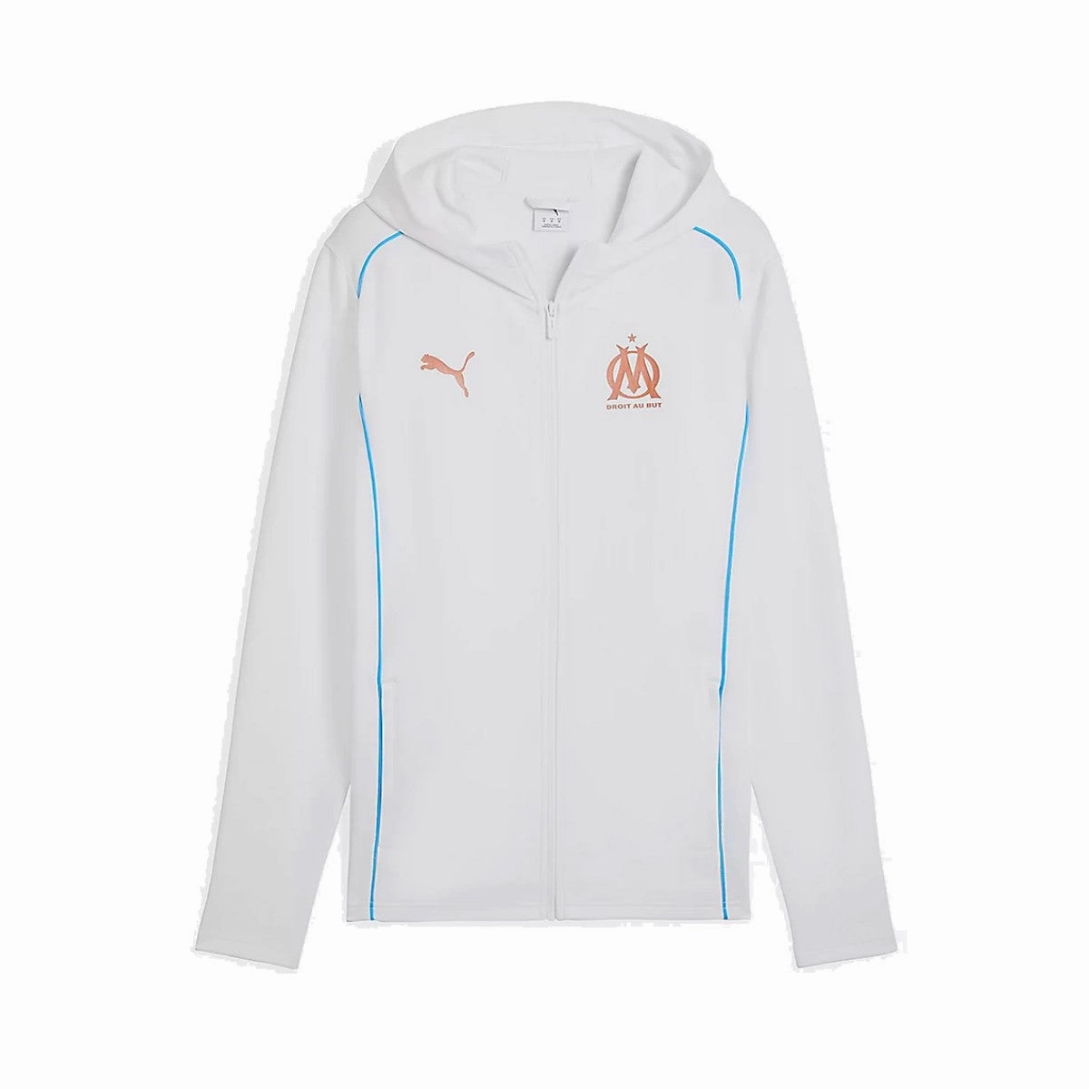 Olympique Marseille Casual presentation tracksuit 2024/25 white/black - Puma Wrinkle recovery HighVisibility Trims