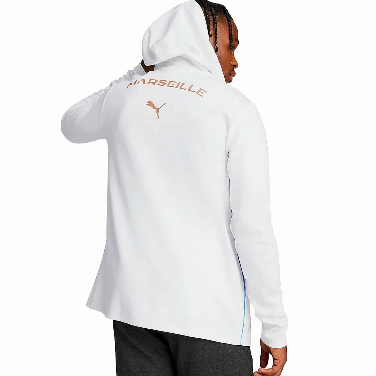 Olympique Marseille Casual presentation tracksuit 2024/25 white/black - Puma Bonded Seam Construction