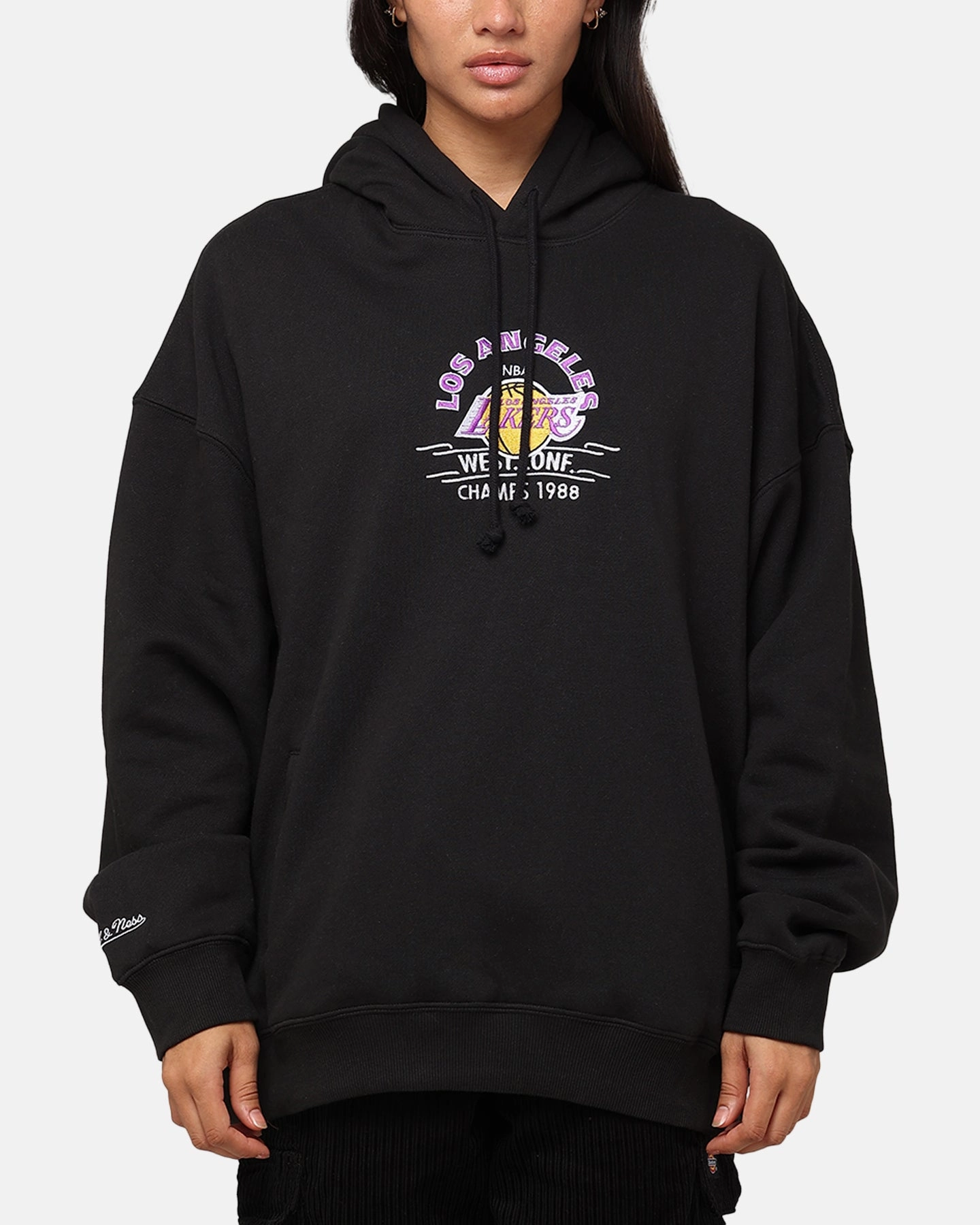 Reward Vegan Mitchell & Ness Los Angeles Lakers Letterman Hoodie Black