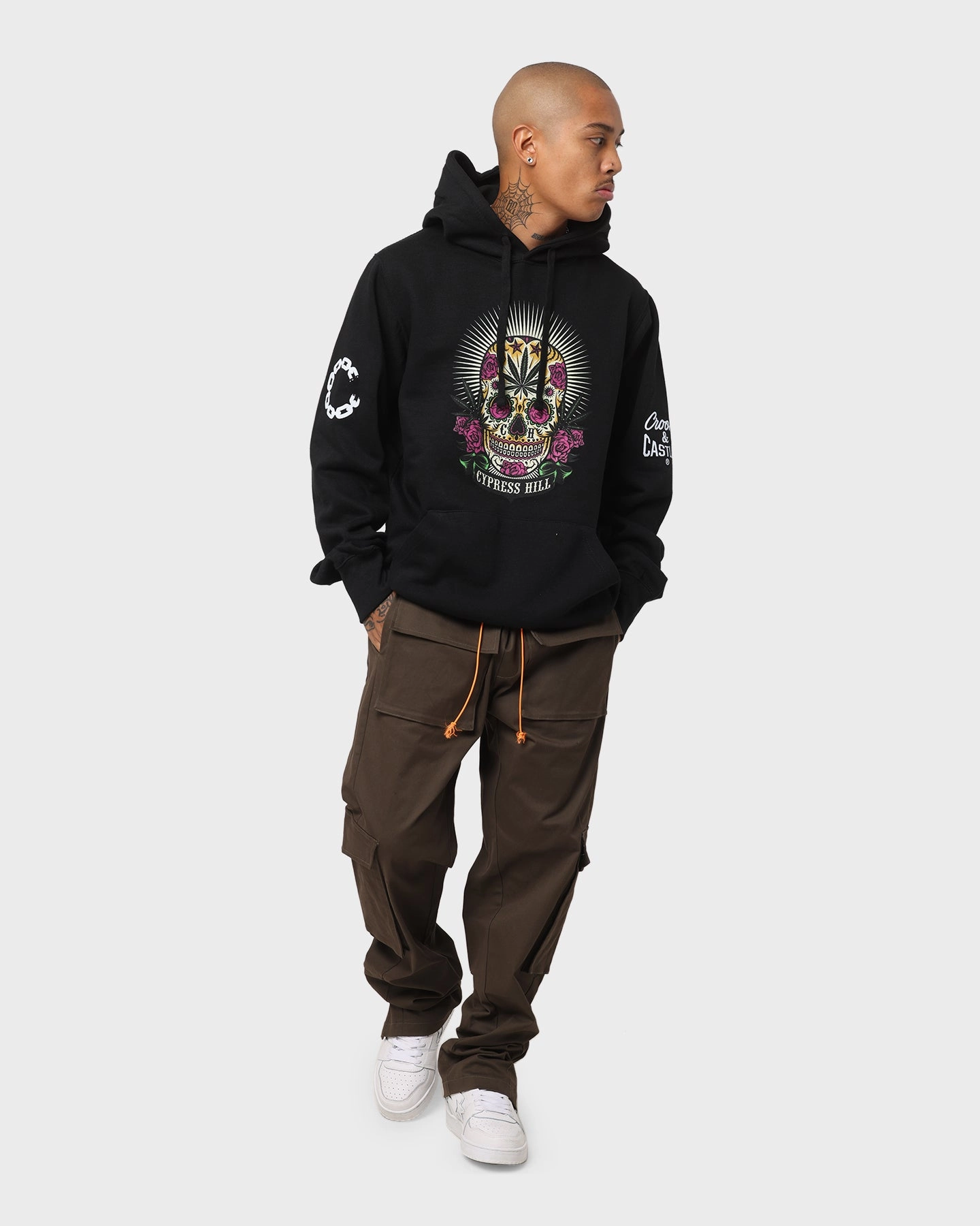 Crooks & Castles Cypress Hill Skull Hoodie Black Zippered Pockets Applaud