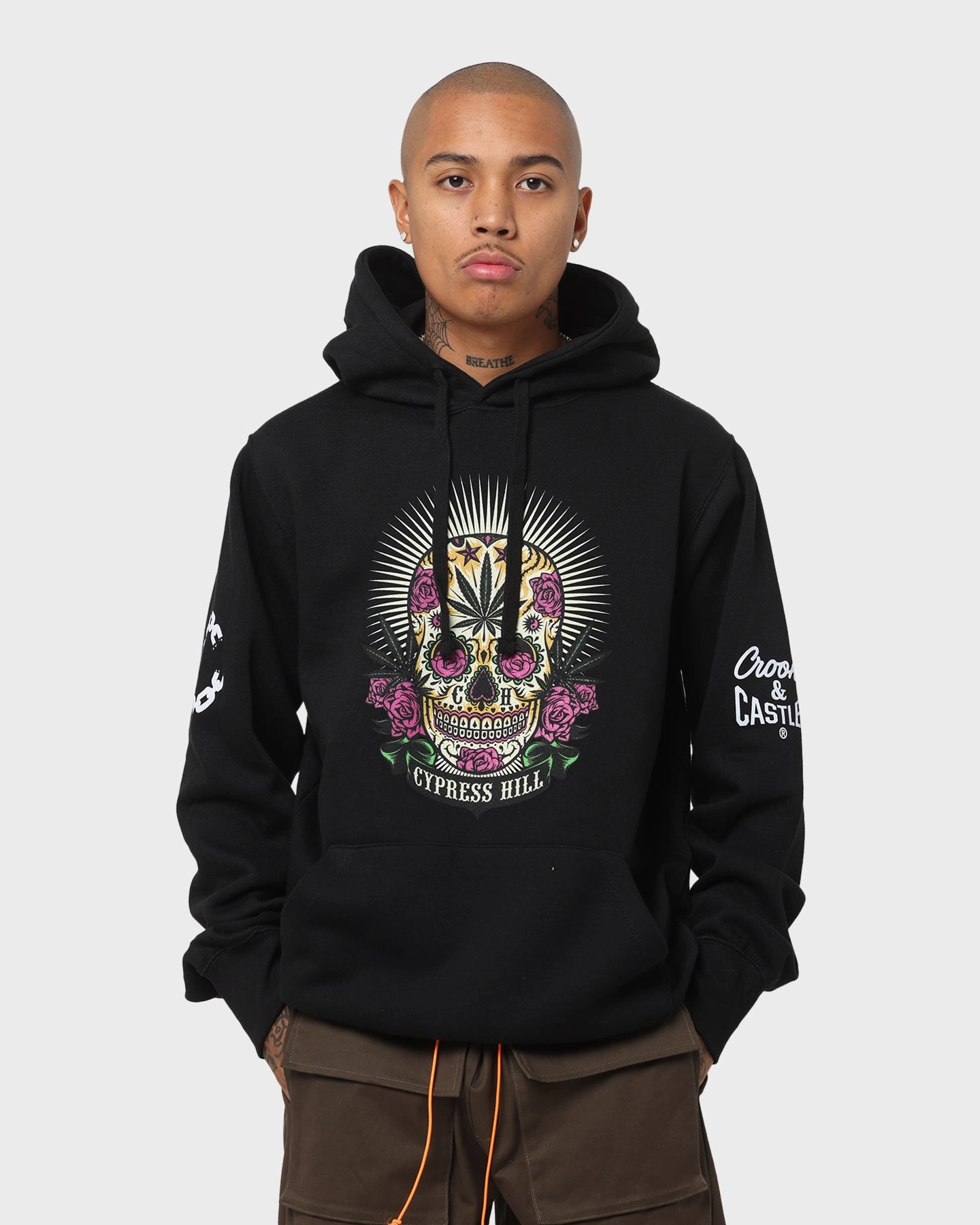 Crooks & Castles Cypress Hill Skull Hoodie Black Stretchable Fabric Cowboy
