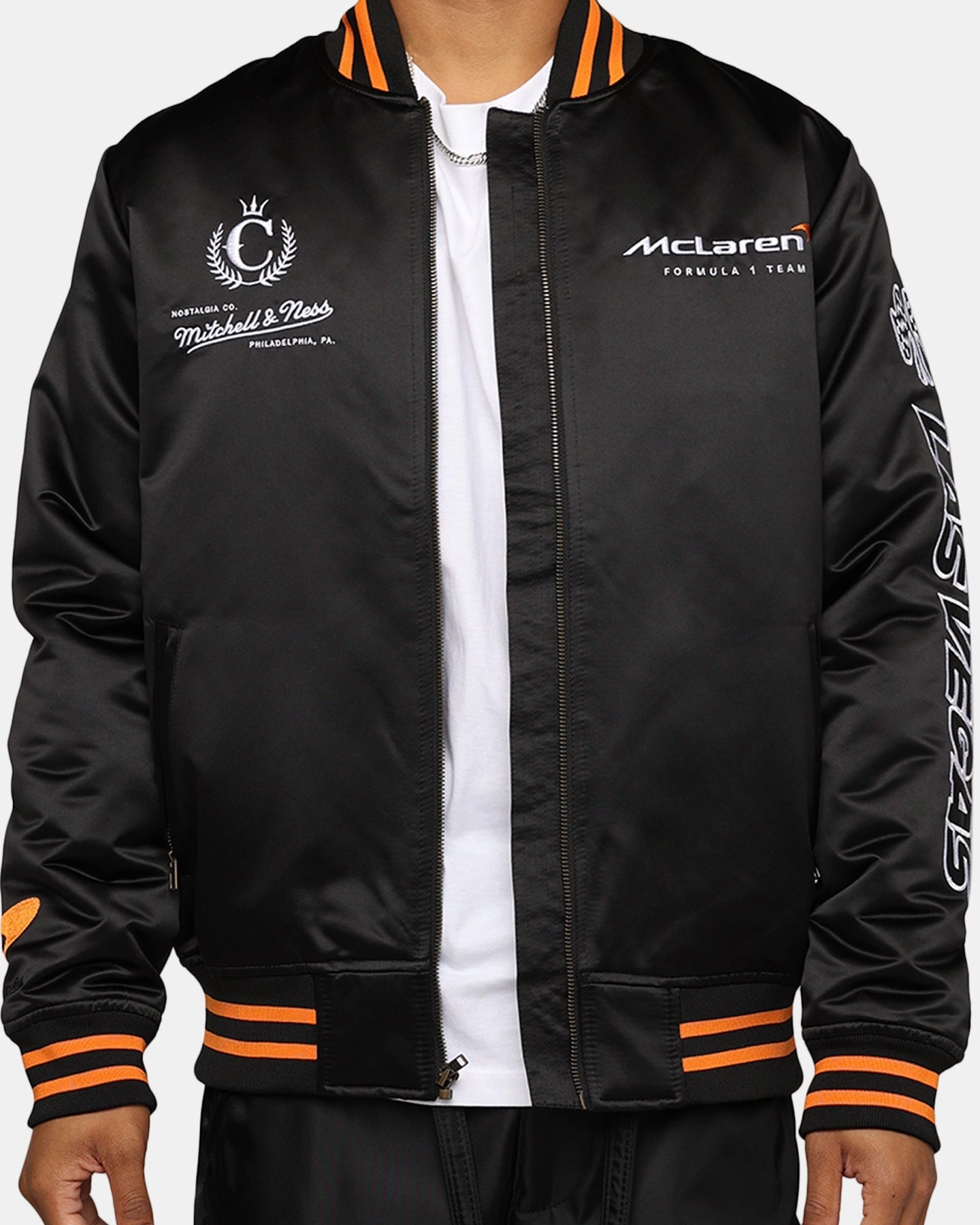 Mitchell & Ness X McLaren X Culture Kings Las Vegas Collection Bomber Jacket Black Picture Status