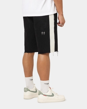 Easy Match Low Profile Waistband Saint Morta Amplus Sidewinder Denim Jort Shorts Black/Off White