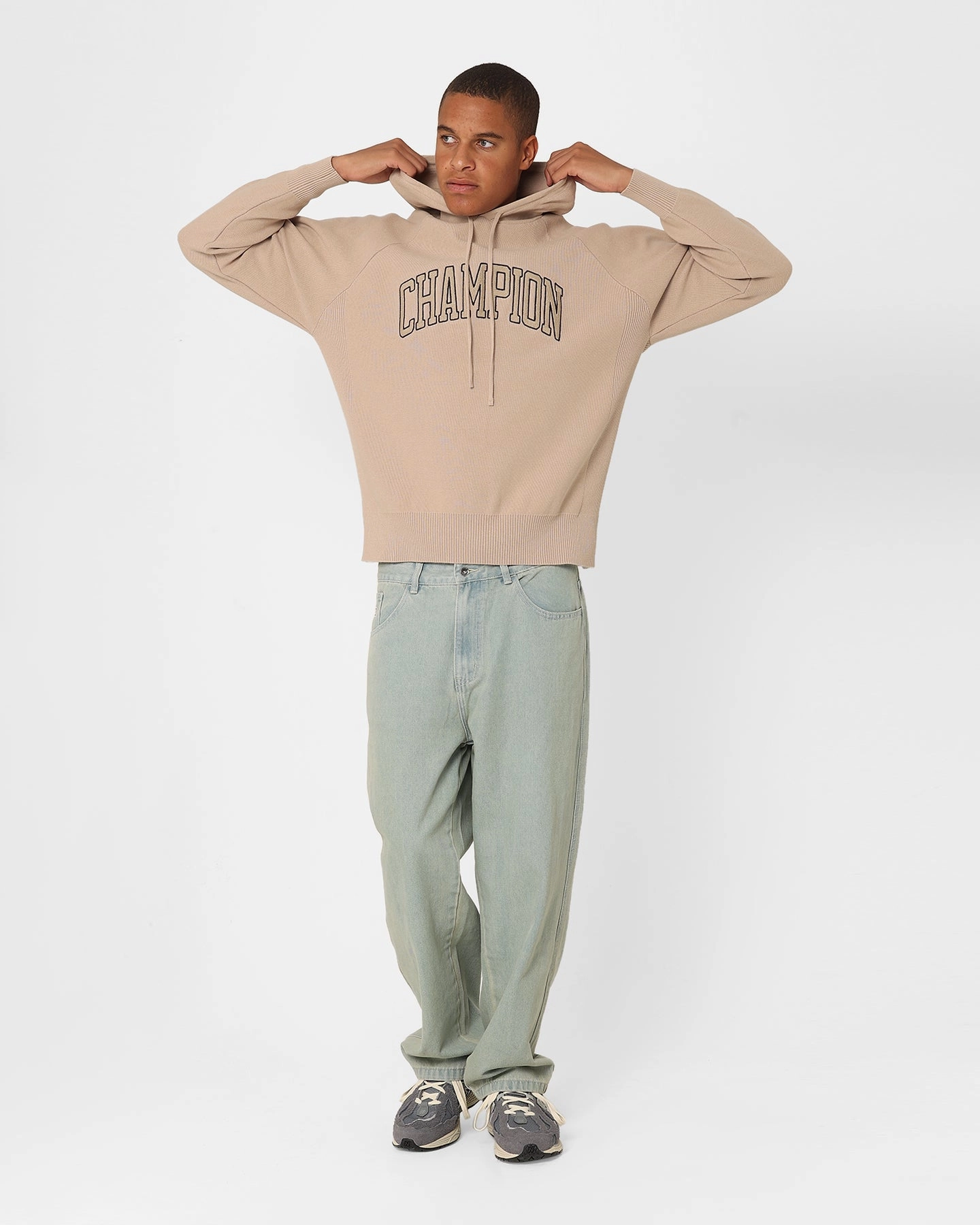 Relaxed Motion birthday Champion LFS Knitted Hoodie Cafe Latte