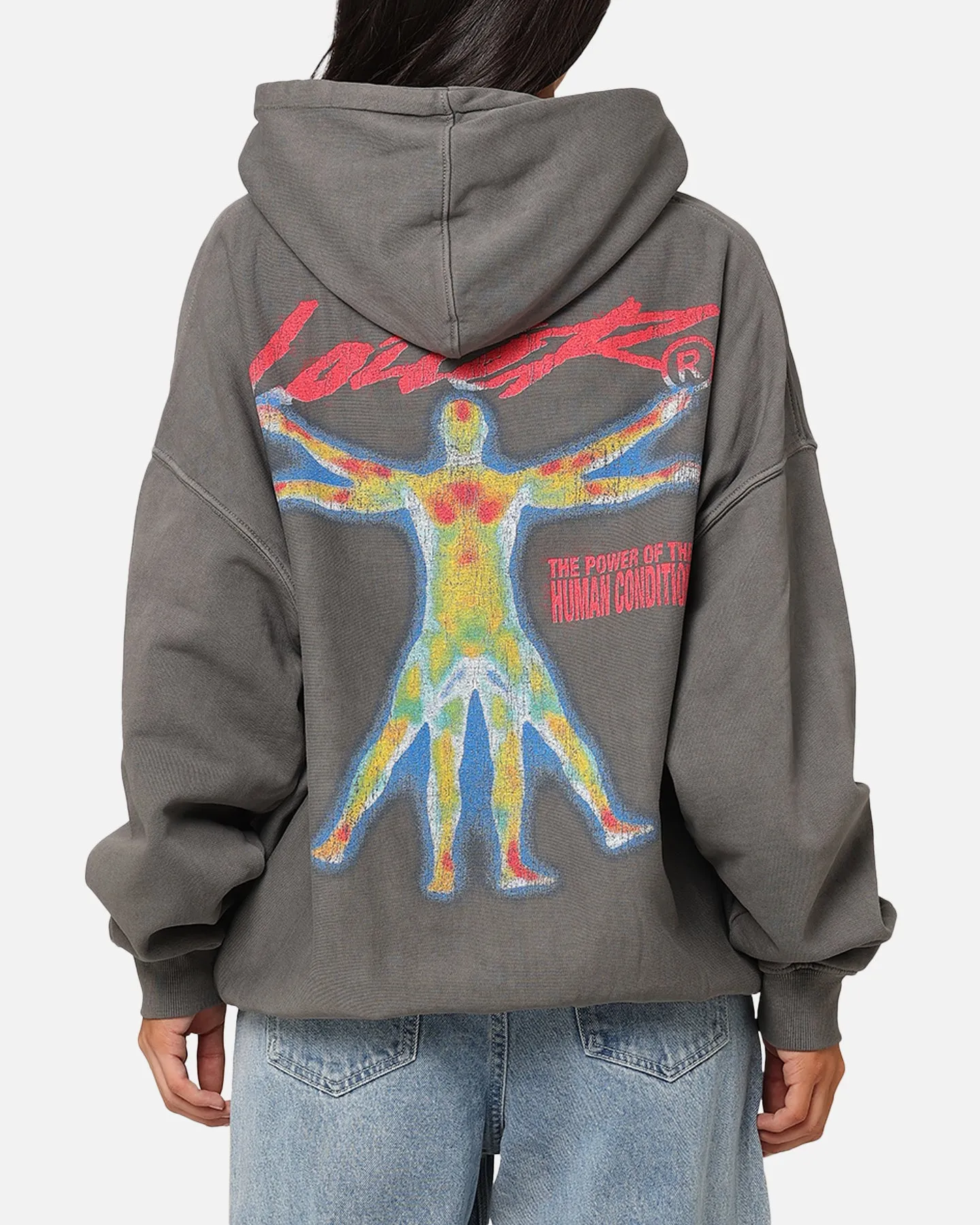 Lockdown Hood Toggle Loiter Human Condition Hoodie Washed Charcoal