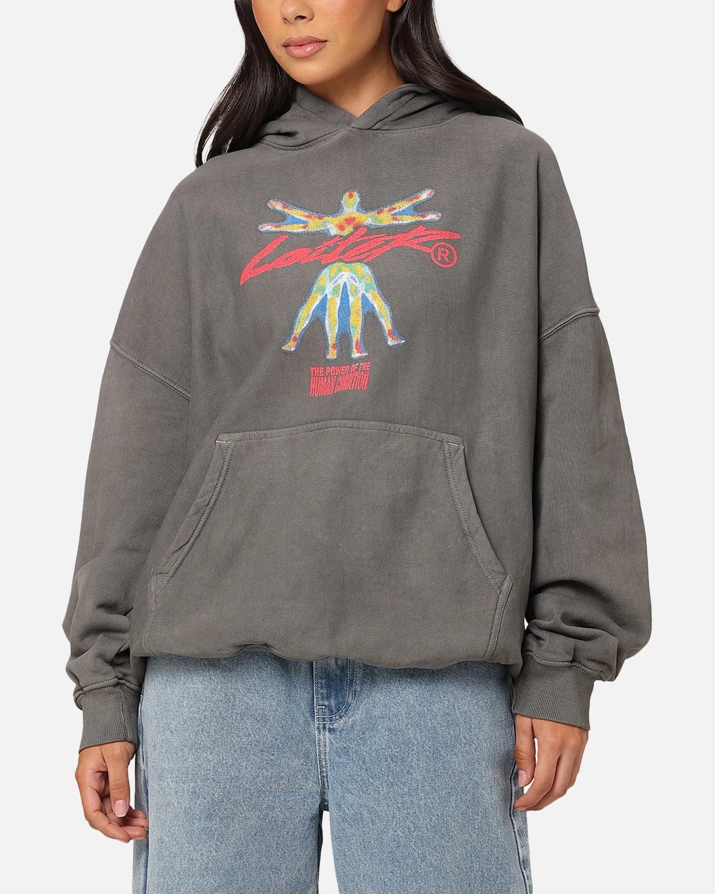 Rain Fit Loiter Human Condition Hoodie Washed Charcoal