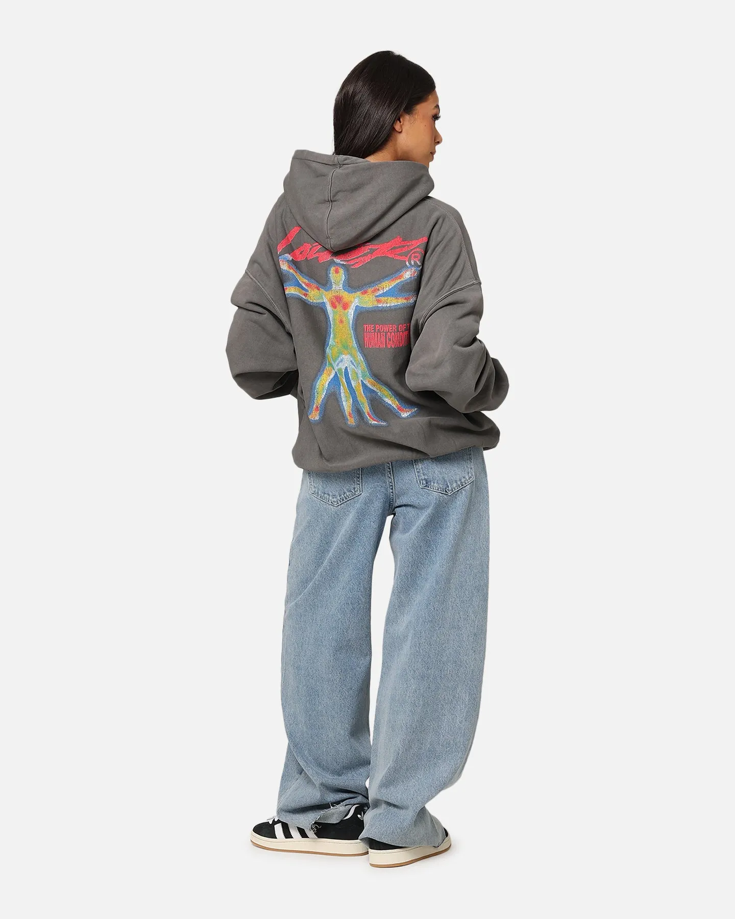 Loiter Human Condition Hoodie Washed Charcoal standard size Sport Comfort