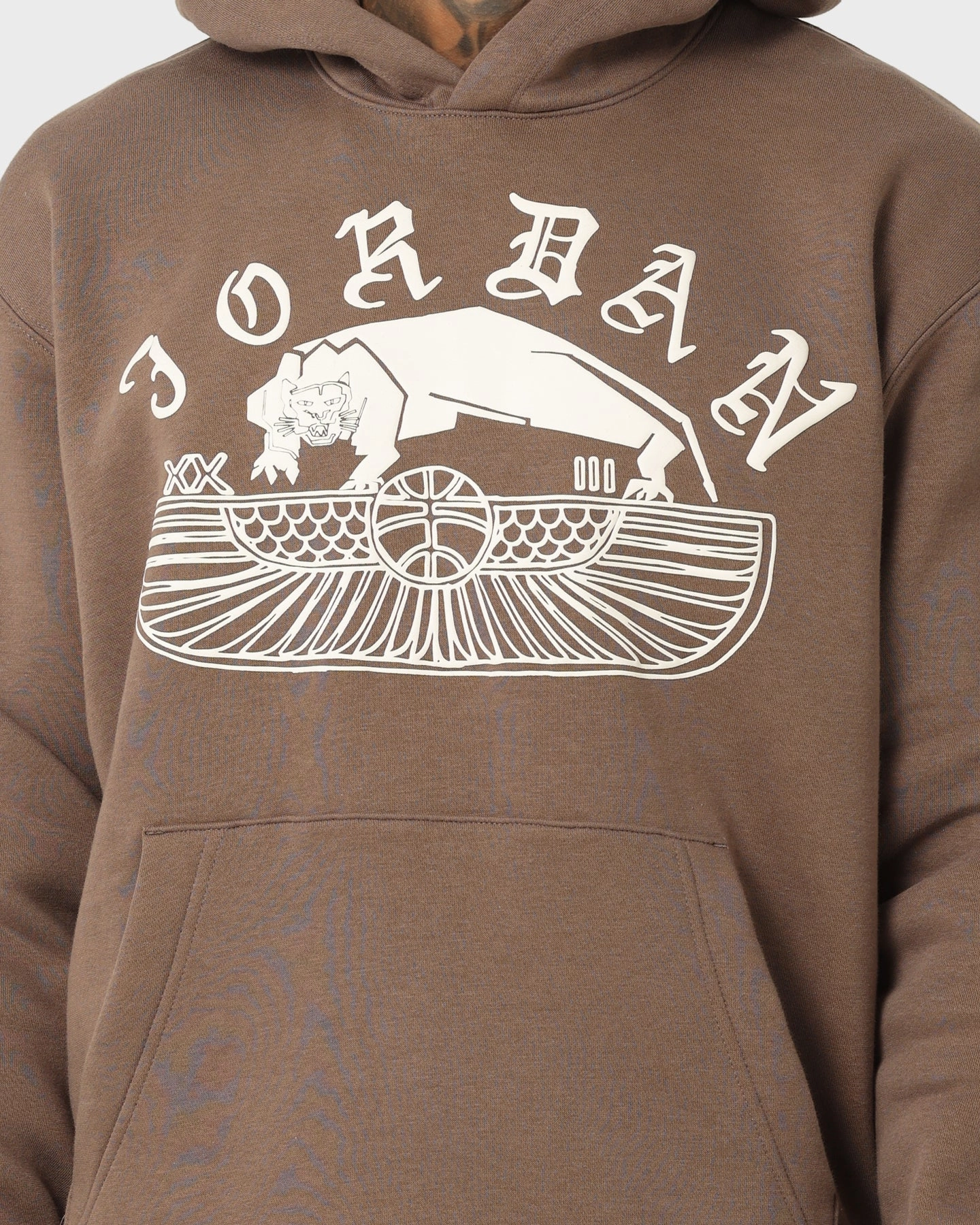 Jordan Flight Artist Series Fleece Pullover Hoodie Palomino/Sail Hidden Zipper Closure