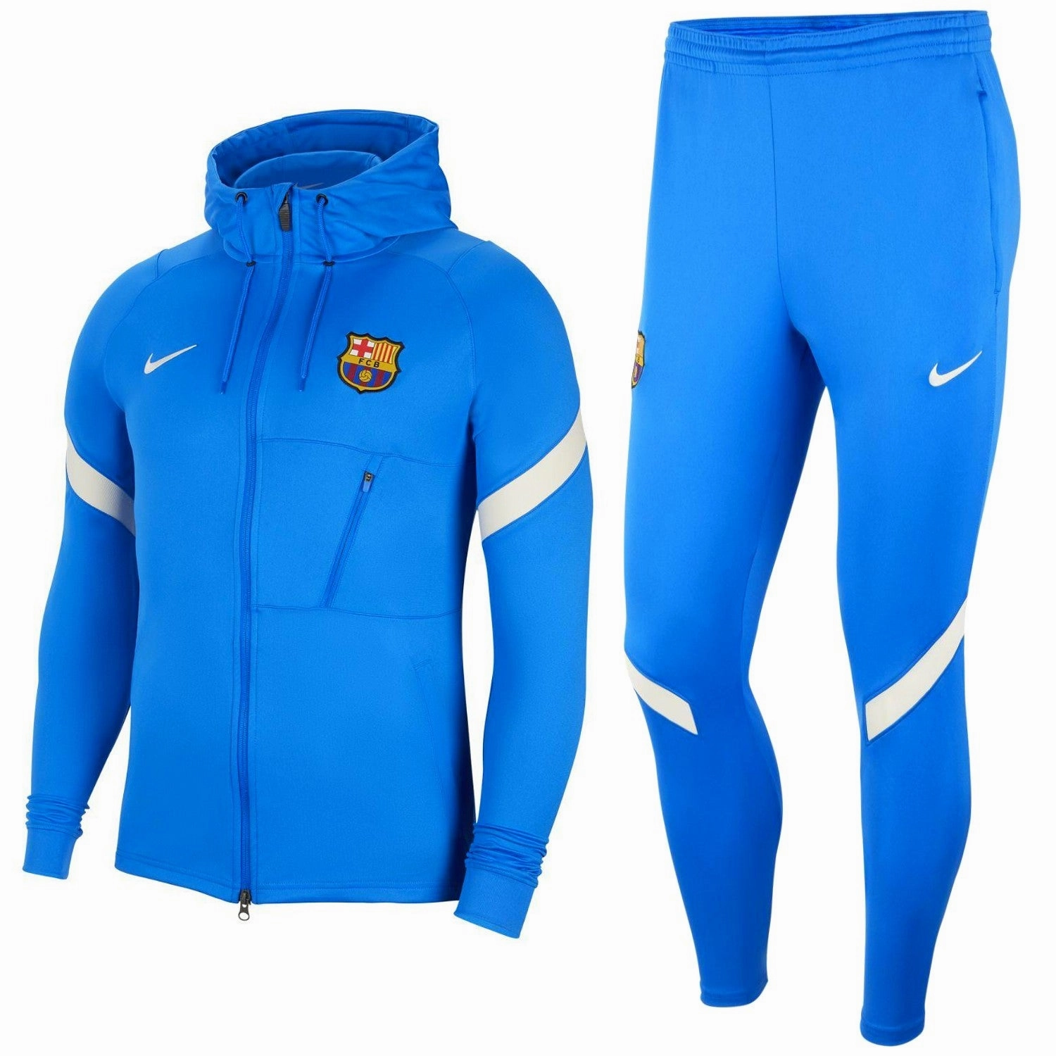 photoshoot bodybuilding FC Barcelona blue hooded presentation tracksuit 2021/22 - Nike