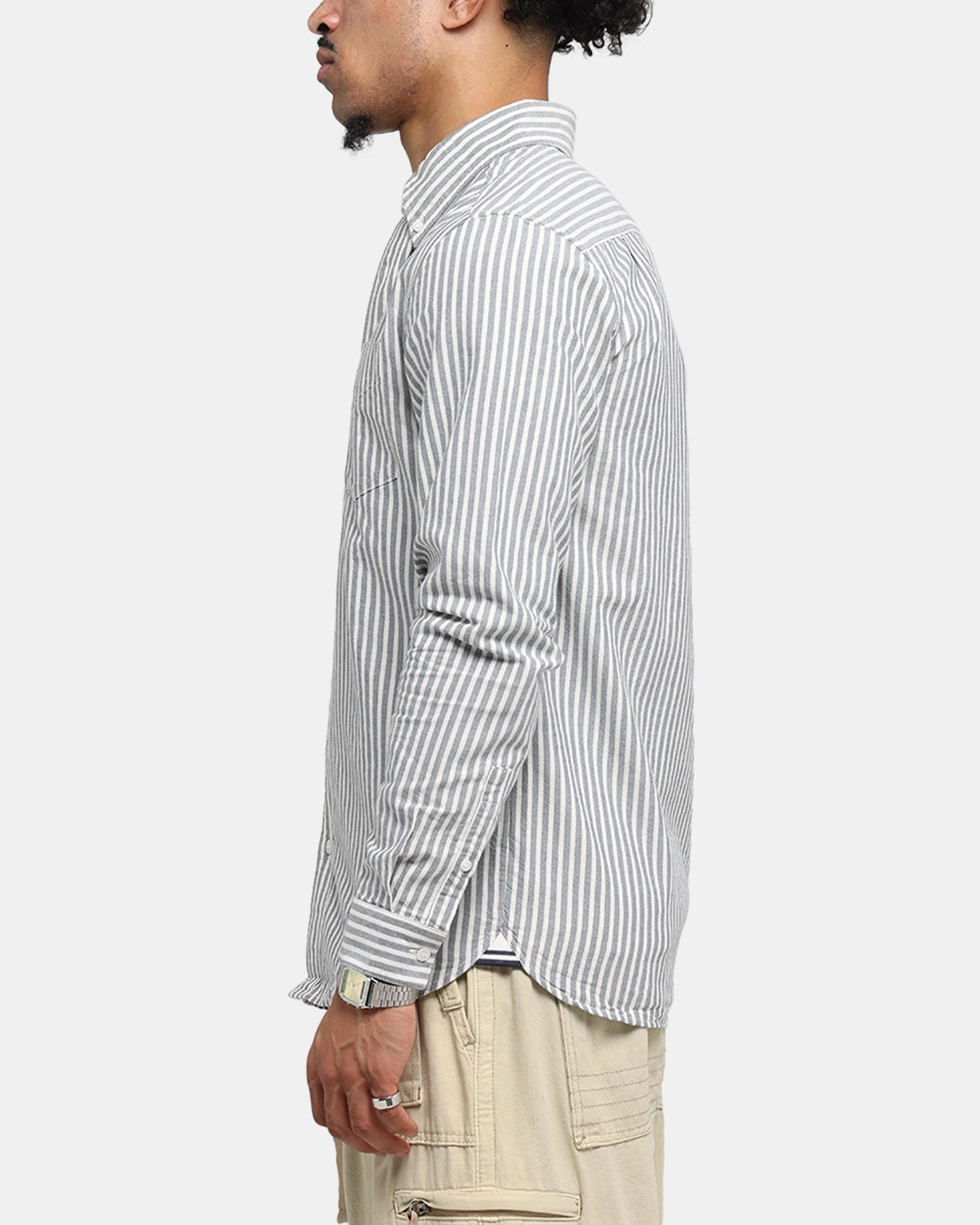Clean Edge Trim Fred Perry Stripe Oxford Shirt Blue