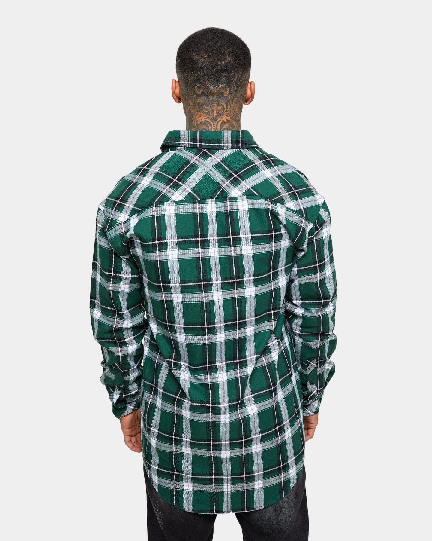 elastic waistband Forest Saint Morta Prima Long Sleeve Flannel Shirt Dark Green/Black