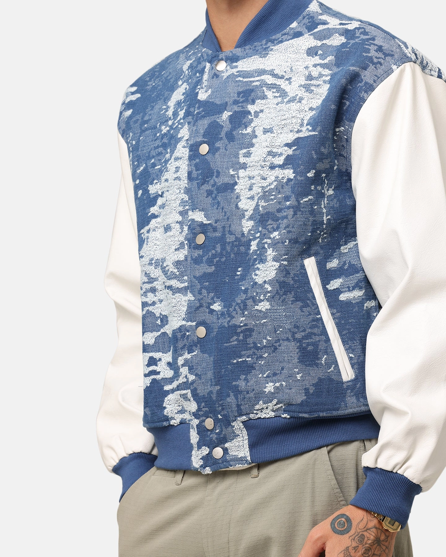 XXIII Textured Varsity Jacket Blue/White Bond