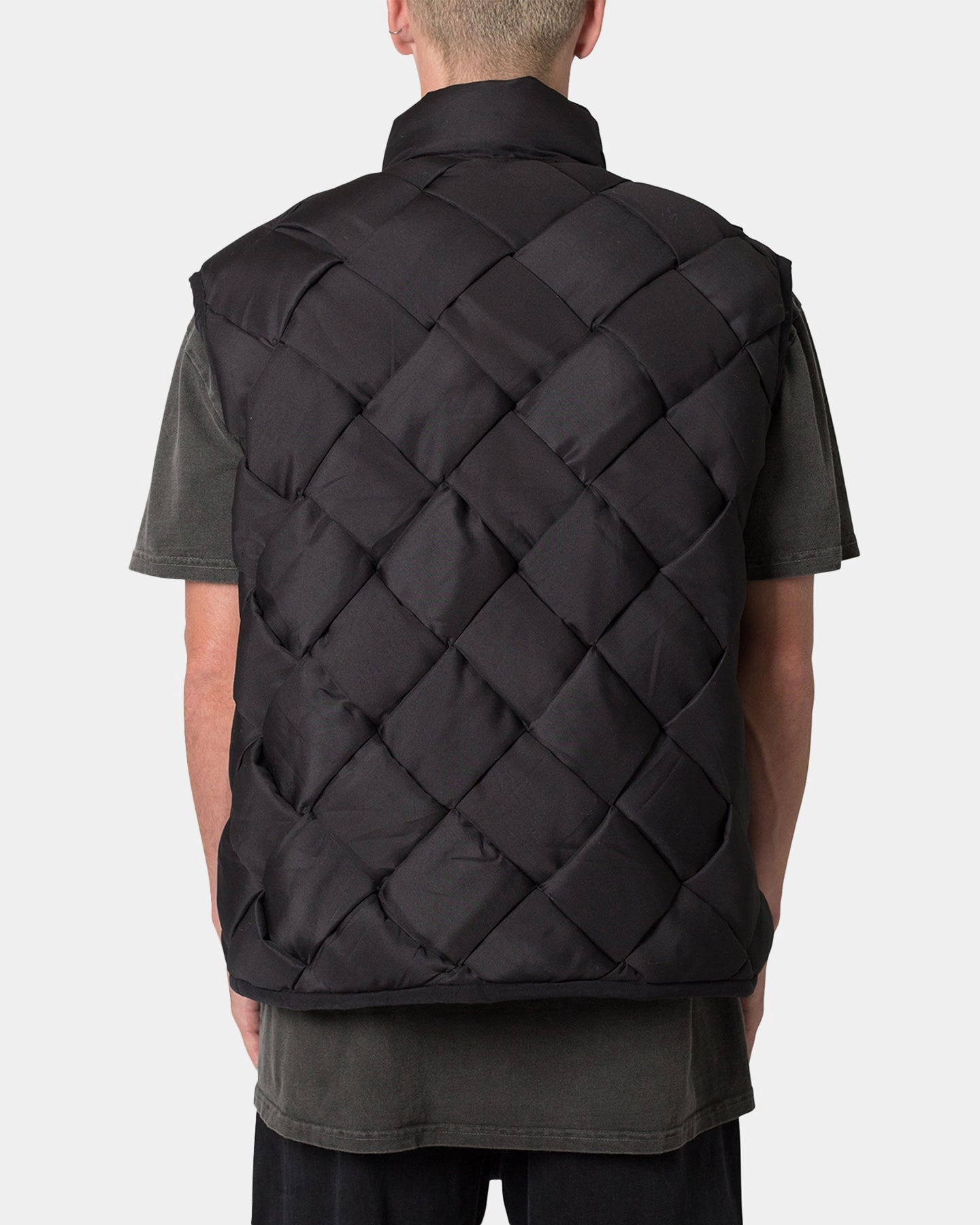 MNML Woven Puffer Vest Black popular in Asia