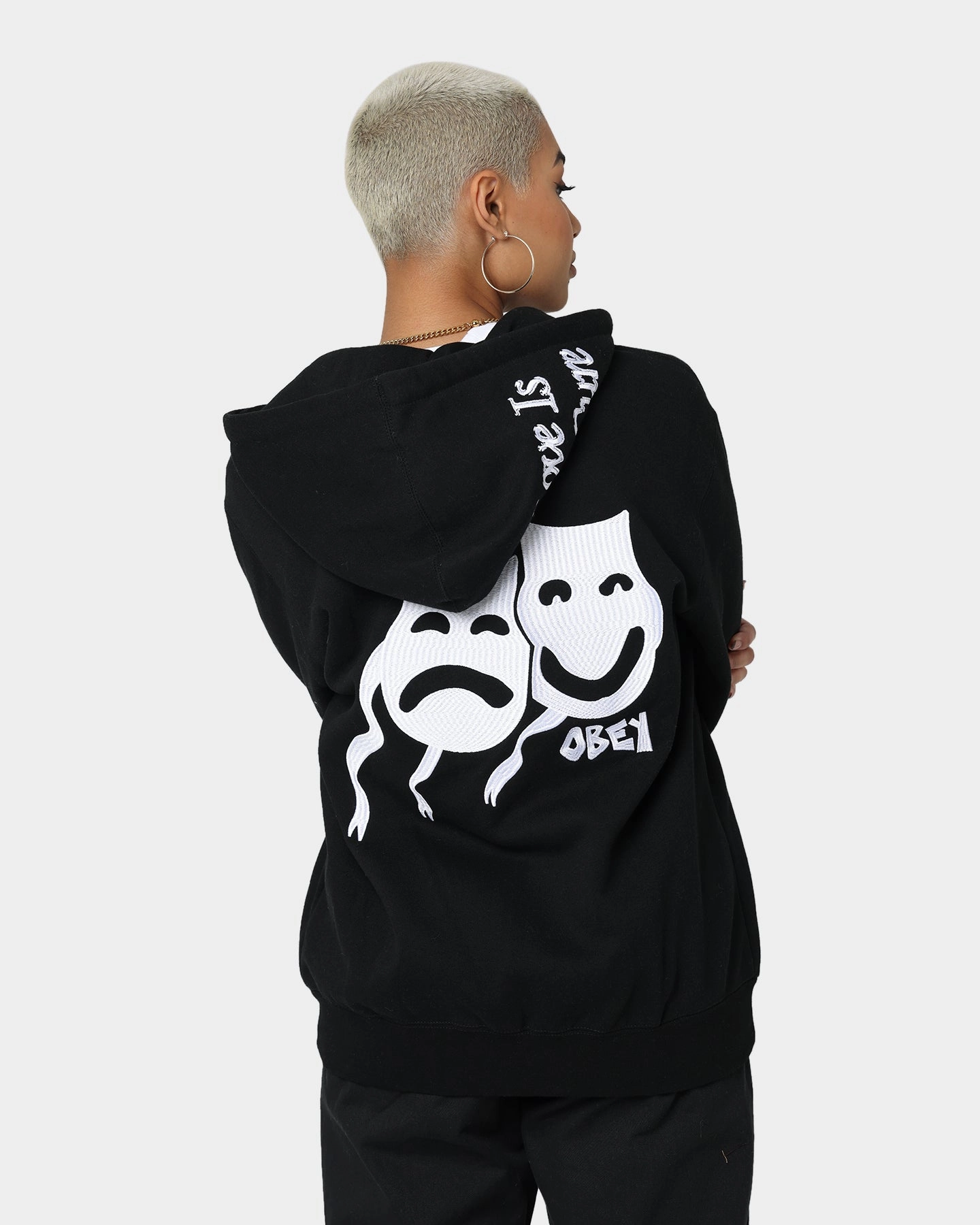 StretchFit Fabric Technology Obey Flash Zip Hoodie Black