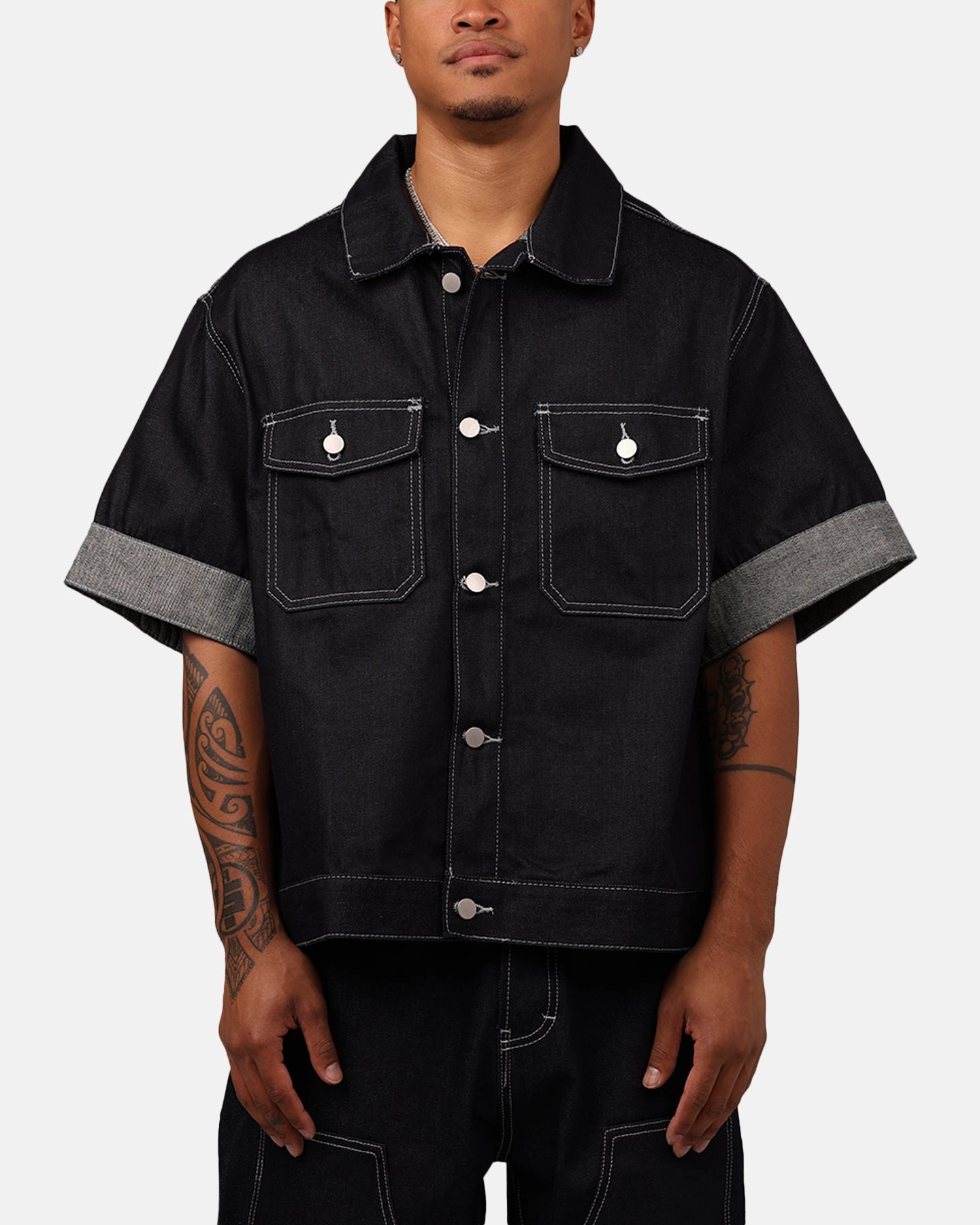 MNML Raw Denim Short Sleeve Jacket Blue suitable for day wear Honor