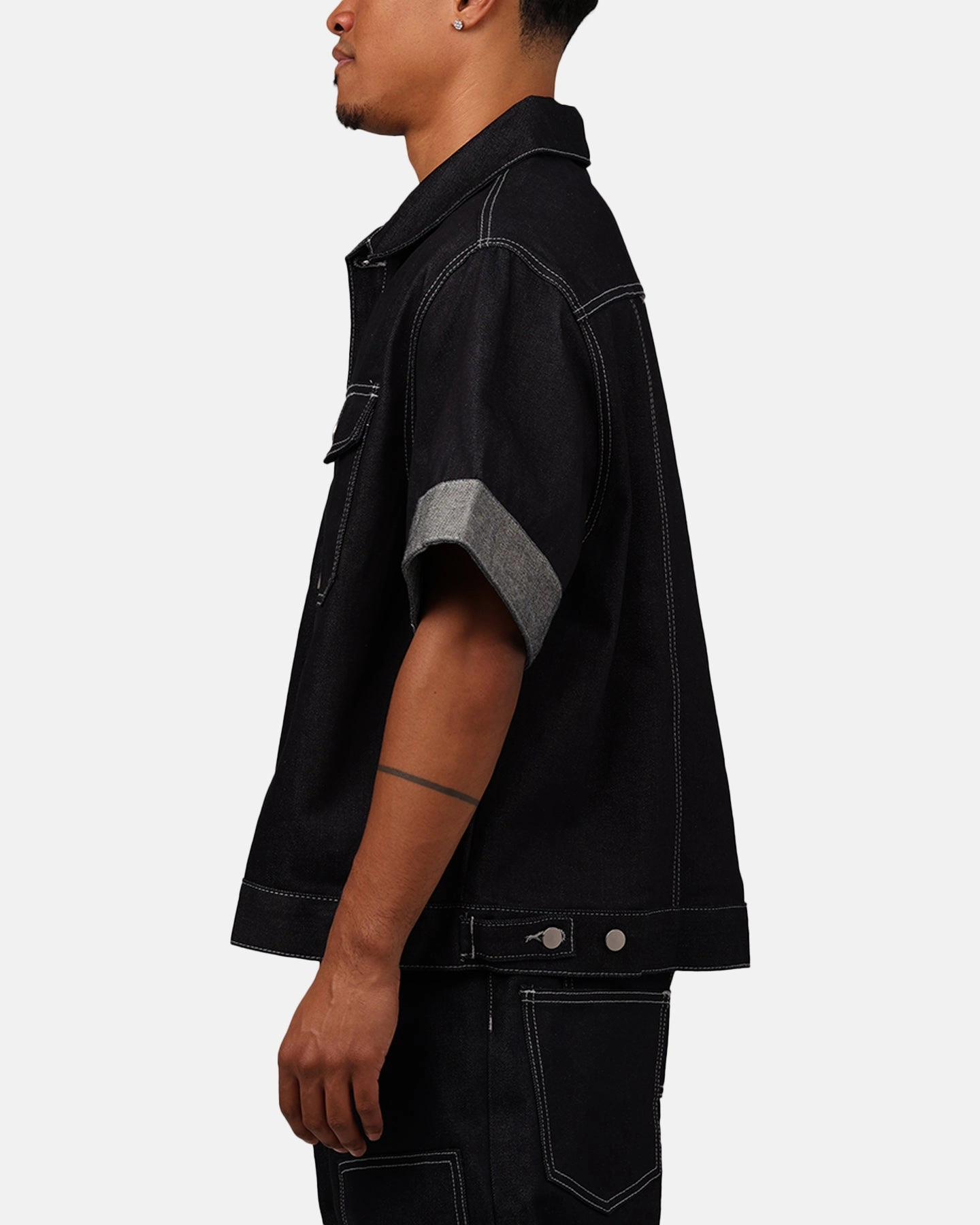 hiker UV-protection MNML Raw Denim Short Sleeve Jacket Blue