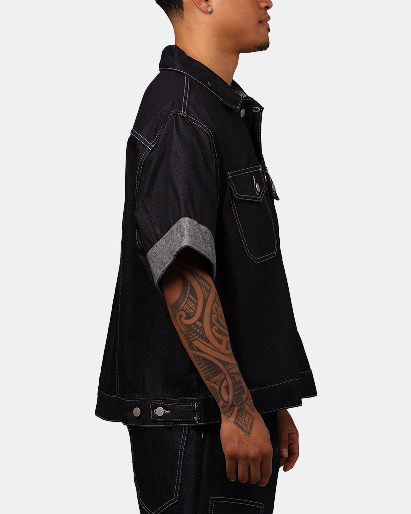 suitable for runway events MNML Raw Denim Short Sleeve Jacket Blue