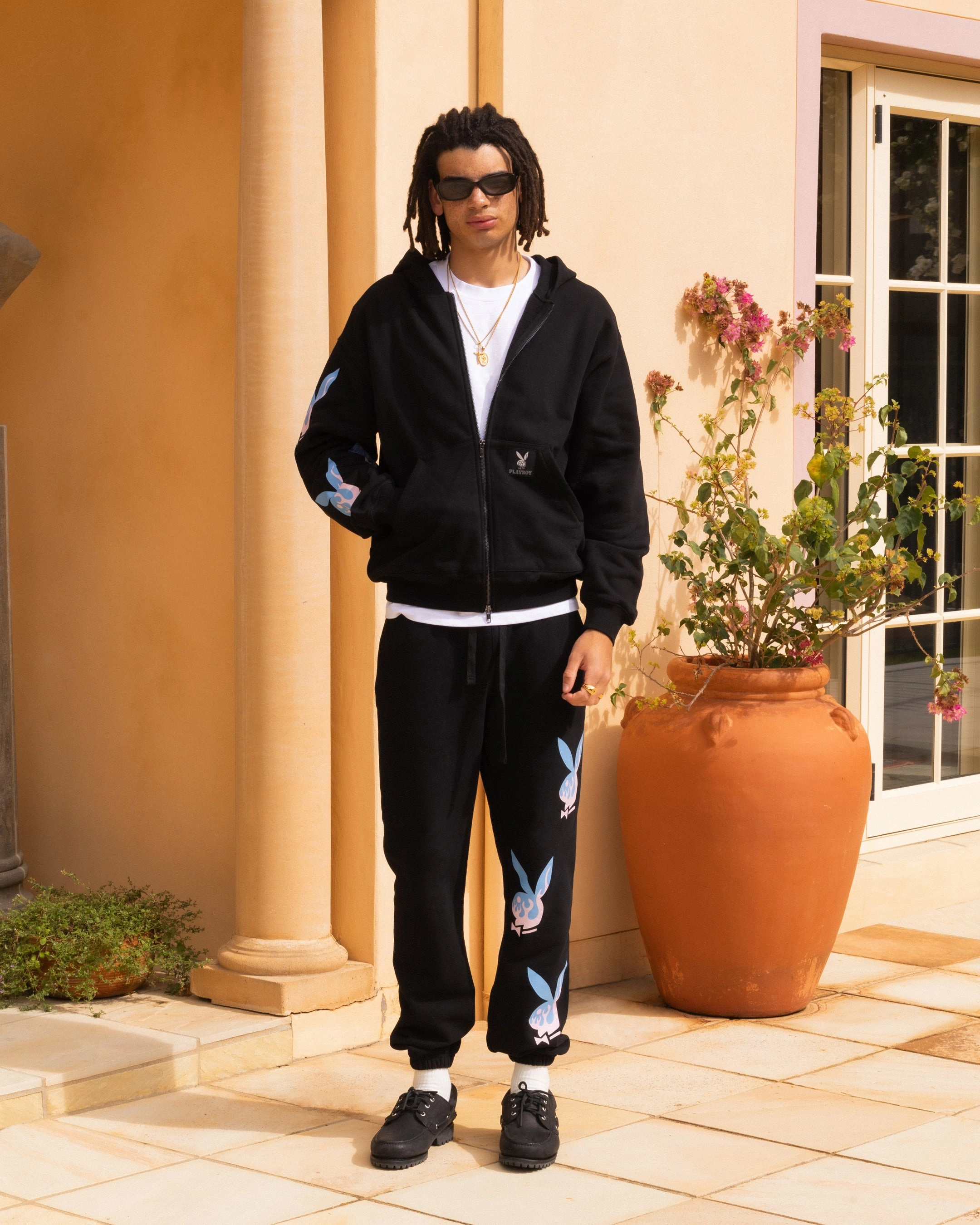 Playboy By Culture Kings Lit Bunny Fully Zip Hoodie Black High Collar Design Tactics