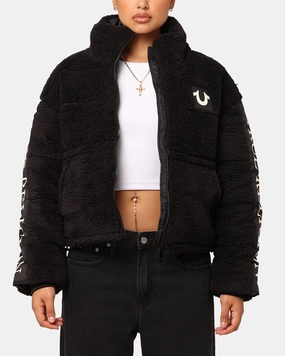 True Religion Women's Panelled Puffer Jacket Jet Black Hand washable