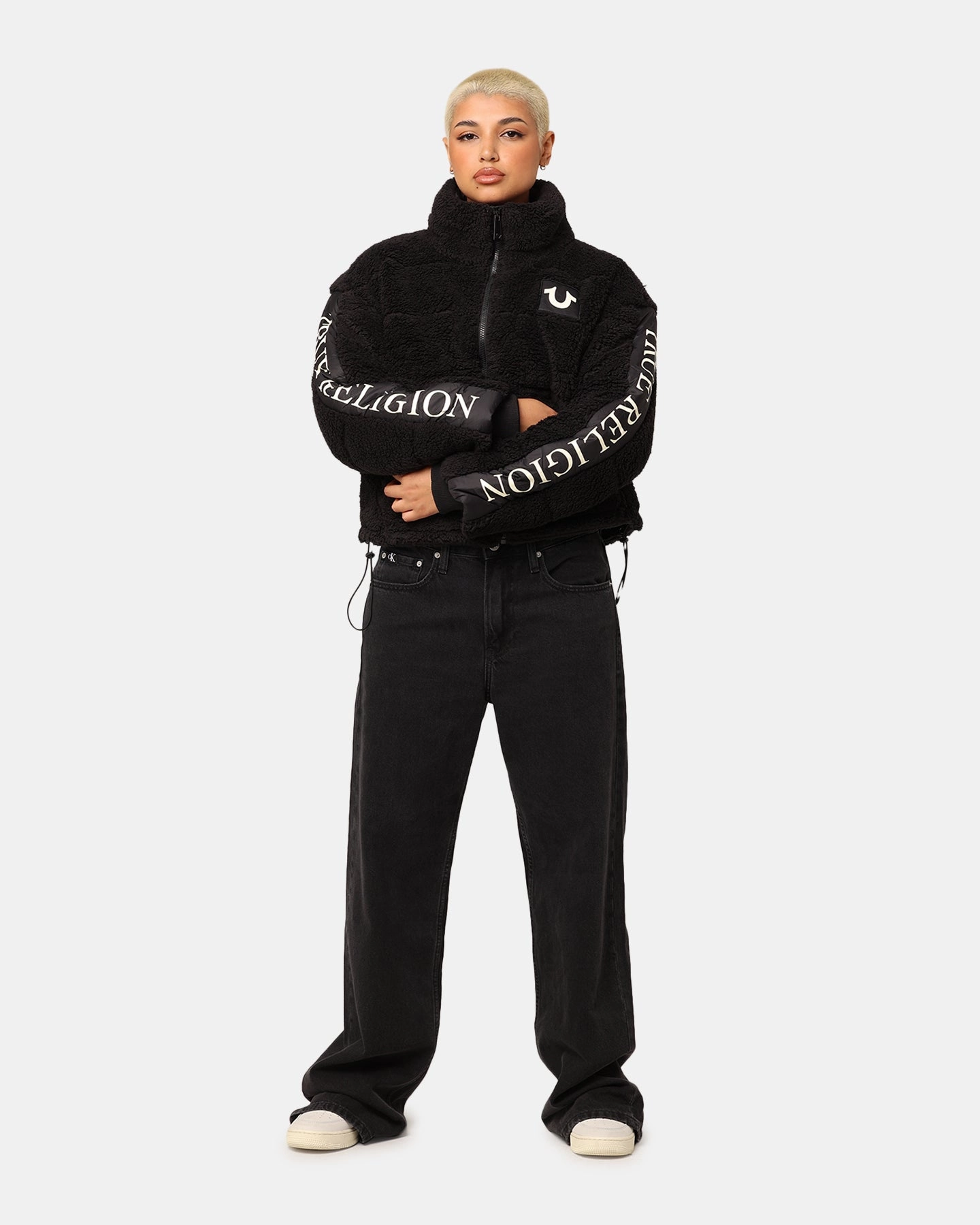 True Religion Women's Panelled Puffer Jacket Jet Black suitable for fashion contests Chemistry