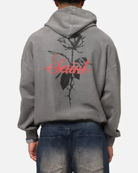 Saint Morta St Valentines Boxy Hoodie Washed Charcoal Noise Free Fabric