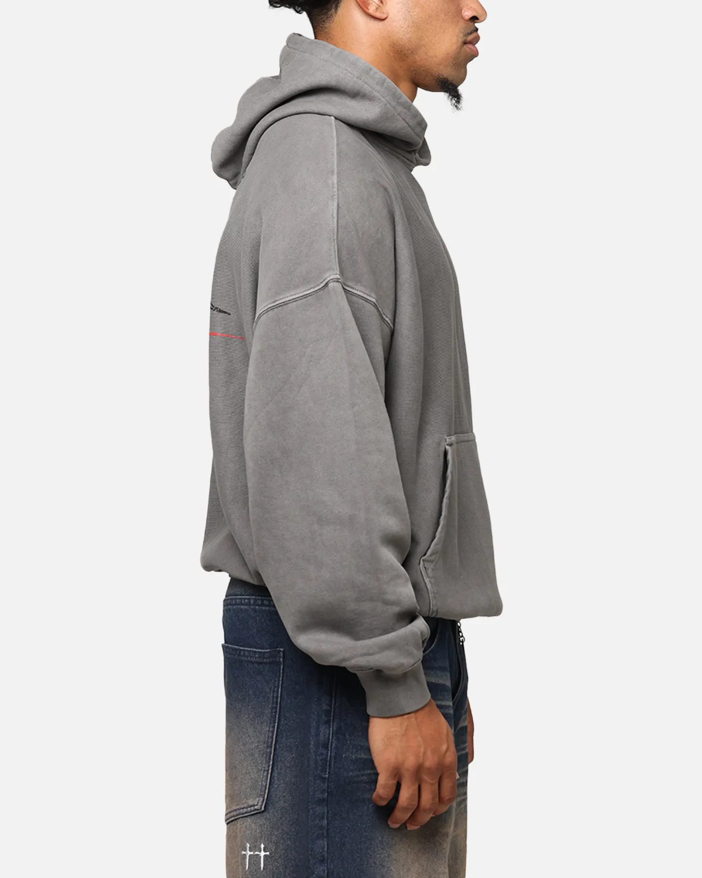 Argue Non Restrictive Collar Saint Morta St Valentines Boxy Hoodie Washed Charcoal