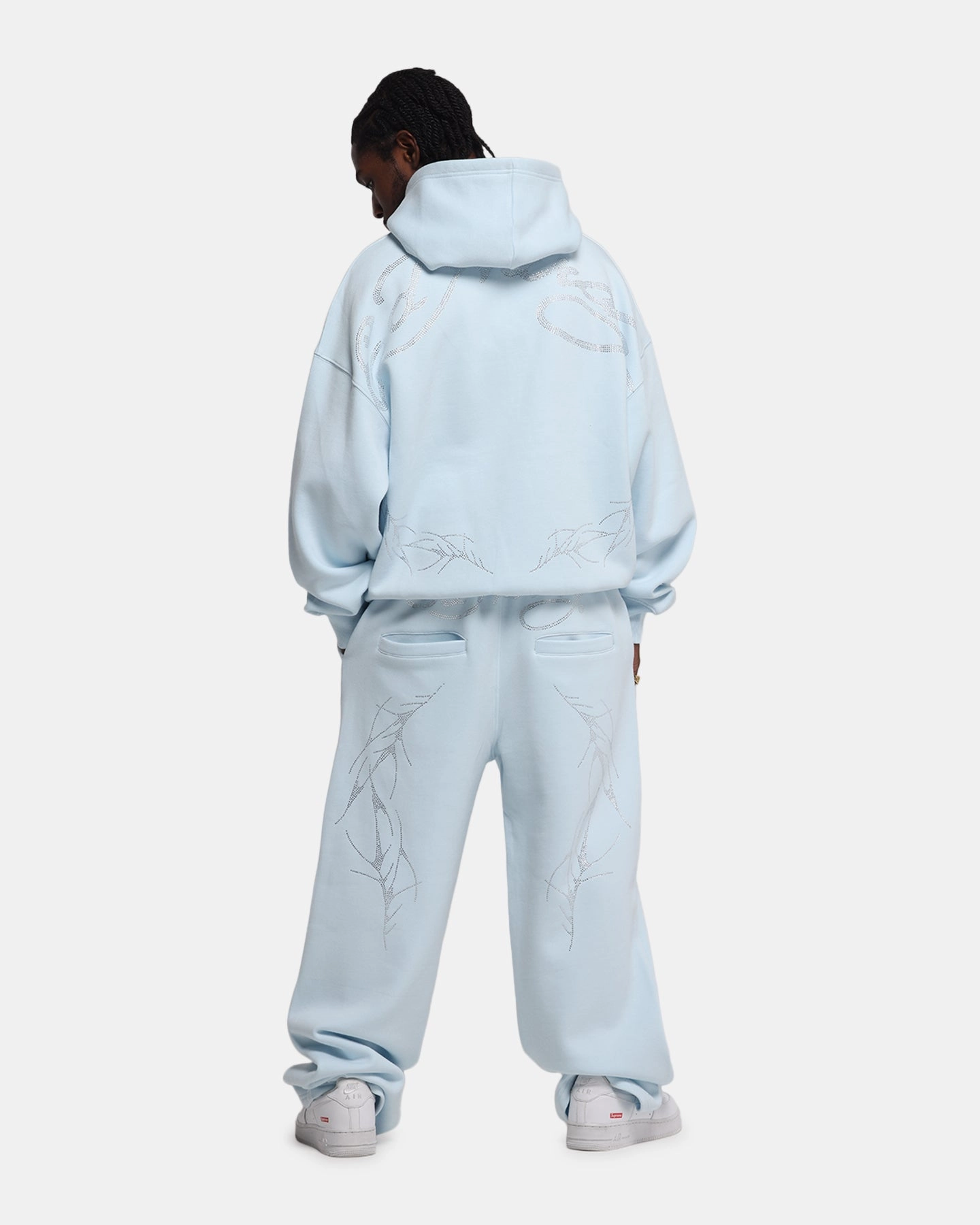 Ed Hardy Cyber Rhinestone Zip-Up Hoodie Light Blue Nightwear