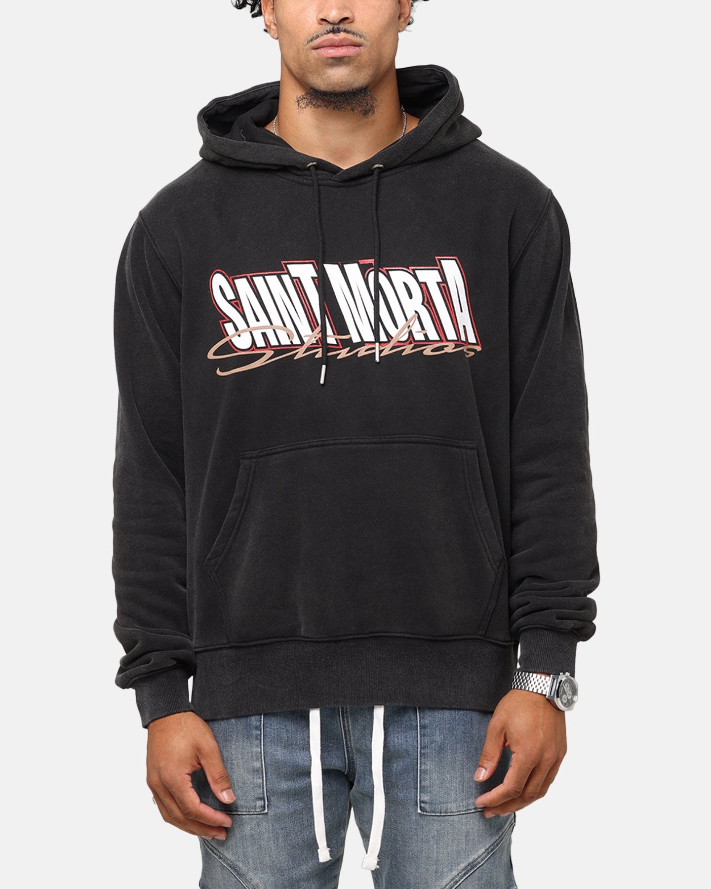 Trend-Driven Saint Morta Studios Boxy Hoodie Vintage Black