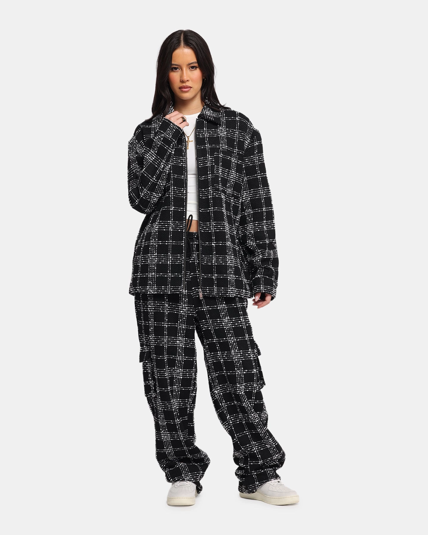 Packable Feature Jungle XXIII Boucle Tweed Zip Jacket Black/White