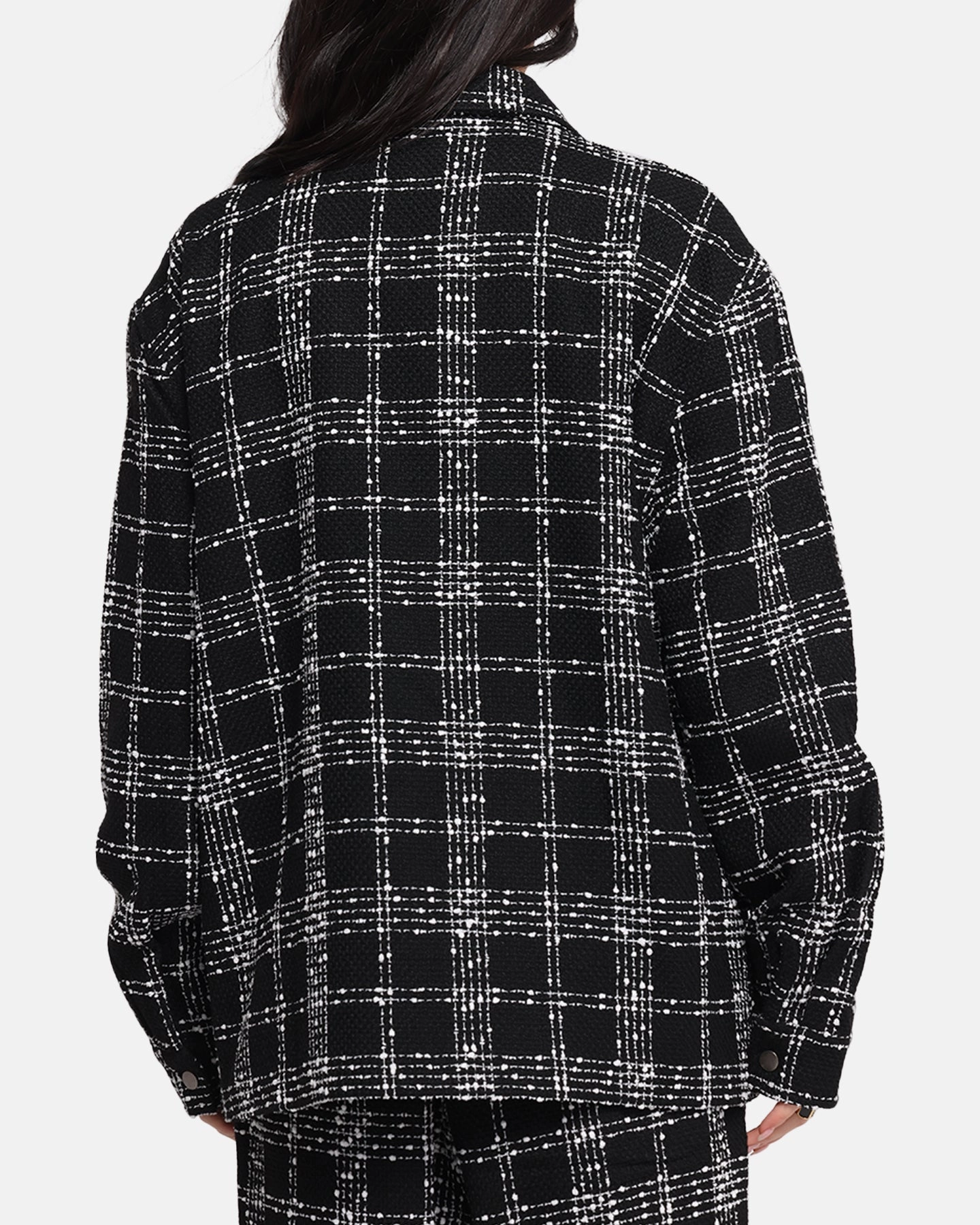 XXIII Boucle Tweed Zip Jacket Black/White Insulated Shield
