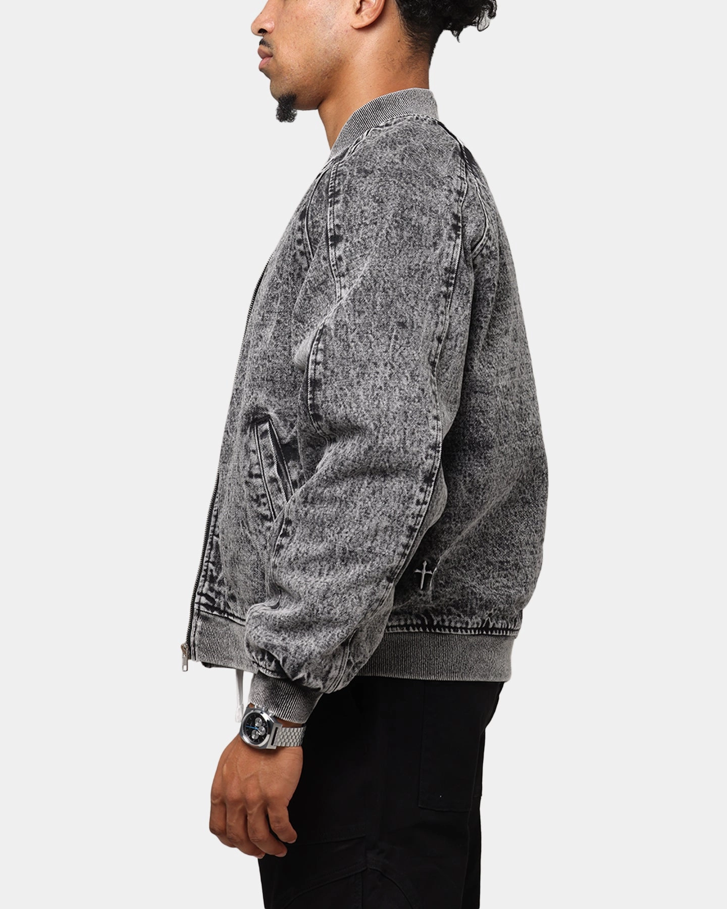 Saint Morta Flight Denim Jacket Black Stonewash Debit Oversized