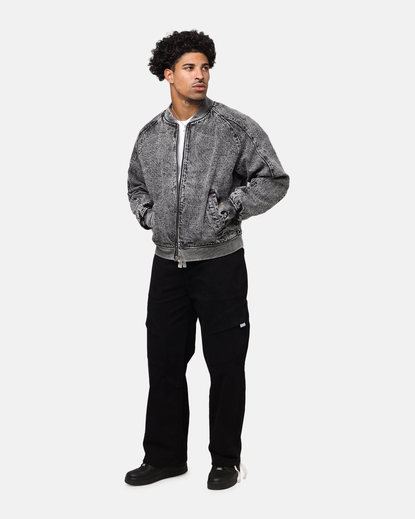 Saint Morta Flight Denim Jacket Black Stonewash Taped Seams cold - weather essential