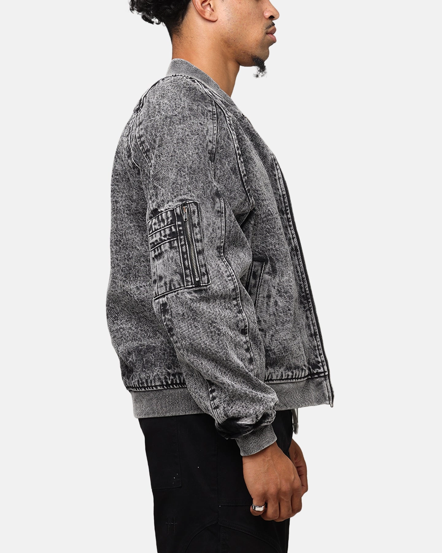 Wilderness Saint Morta Flight Denim Jacket Black Stonewash