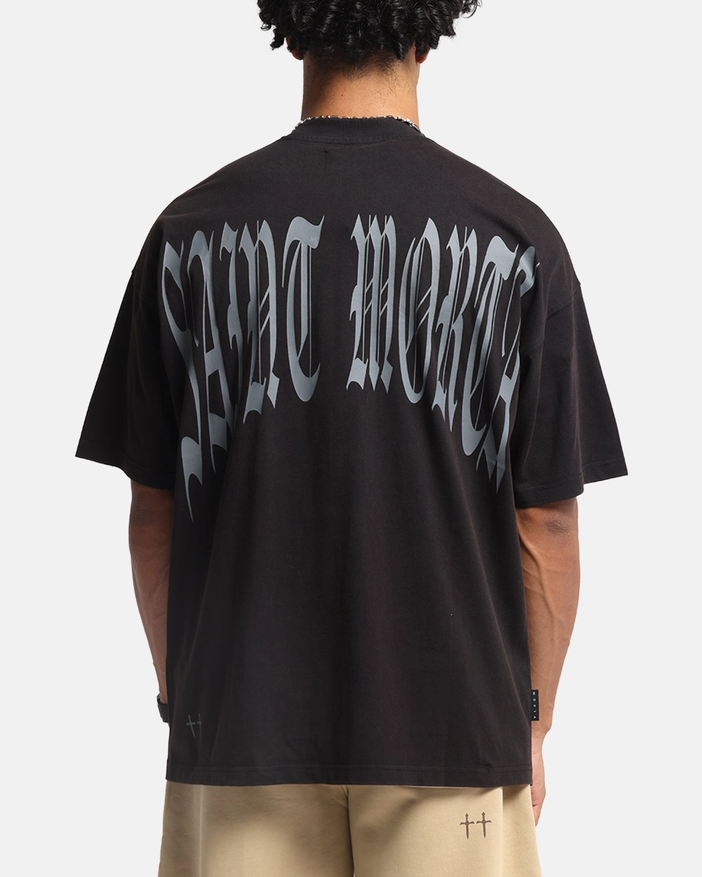 Saint Morta Vill Park Boxy T-Shirt Vintage Black Garment Dyed Technique
