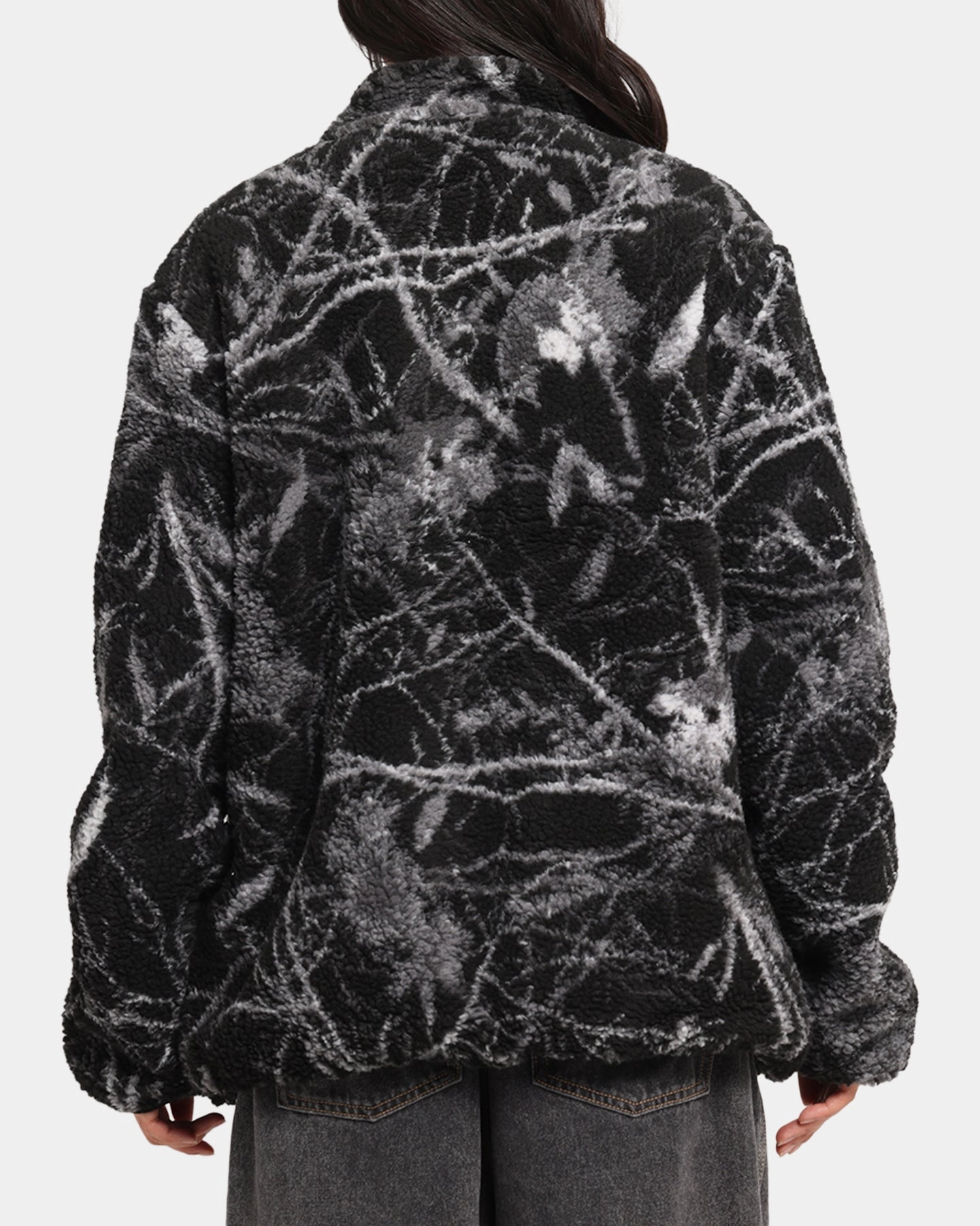 X-Large Camo Reversible Sherpa Jacket Black Adjustable Hem
