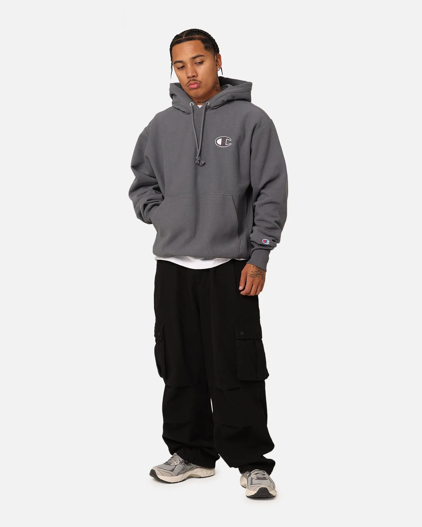 Disseminate Champion Reverse Weave Big C Hoodie Medium Gray