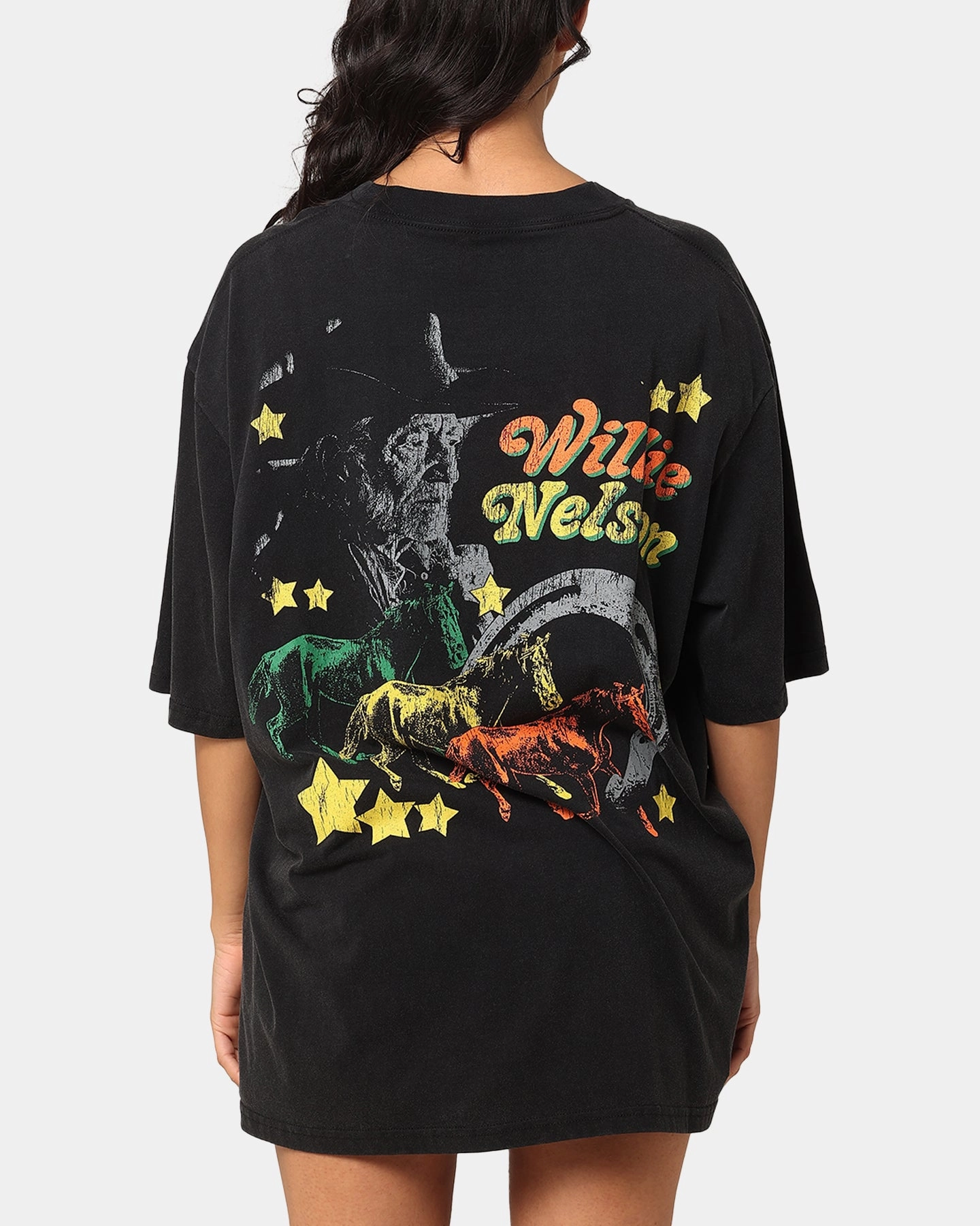 Relaxed Smart Willie Nelson Willie Nelson T-Shirt Washed Black