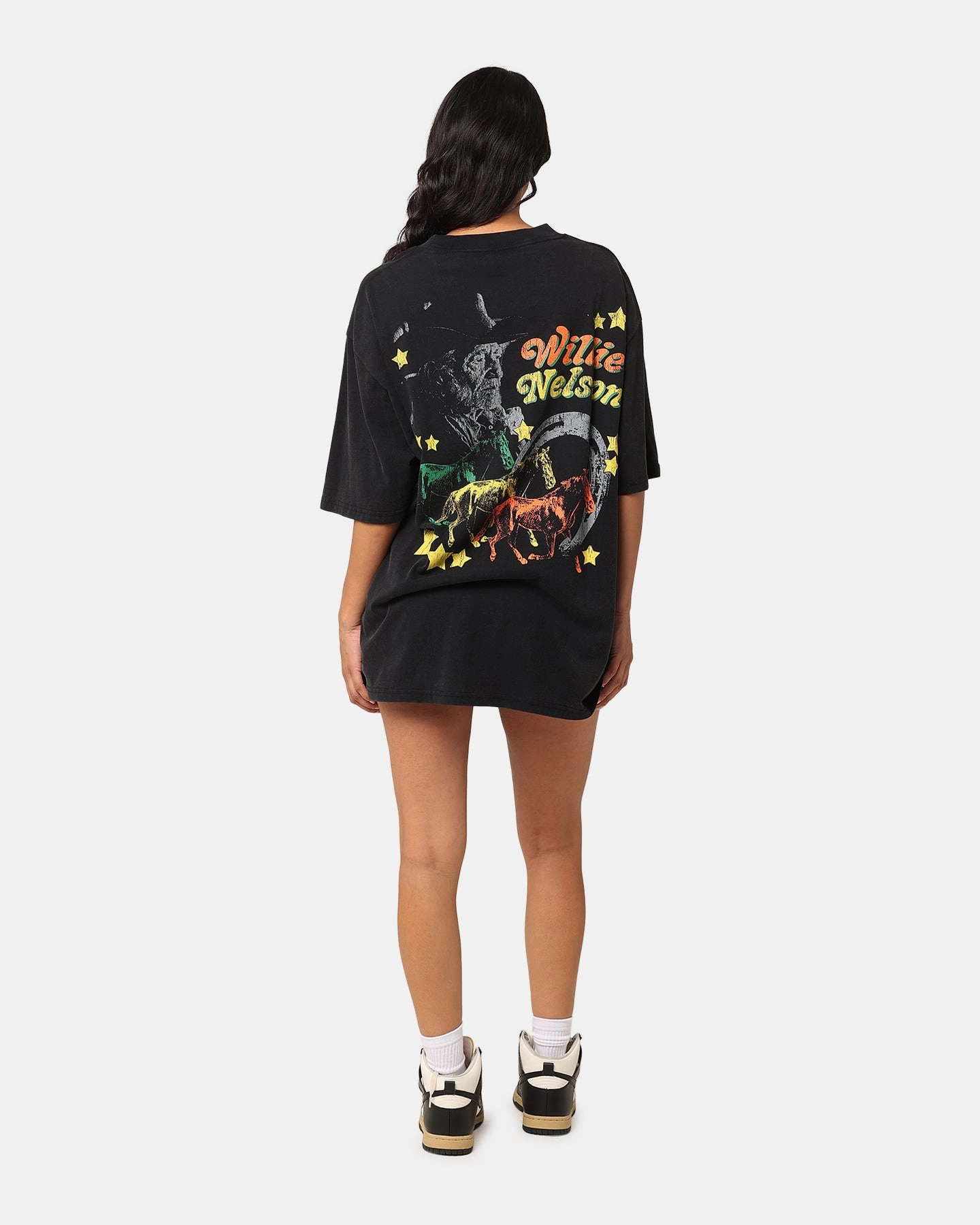 Midweight Knit Daily Style Willie Nelson Willie Nelson T-Shirt Washed Black