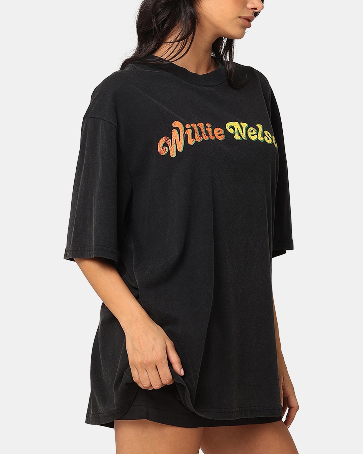 Willie Nelson Willie Nelson T-Shirt Washed Black Modern Outfit