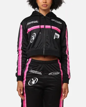 Adore Playboy Women's Racing 1953 Cropped Zip Jacket Black